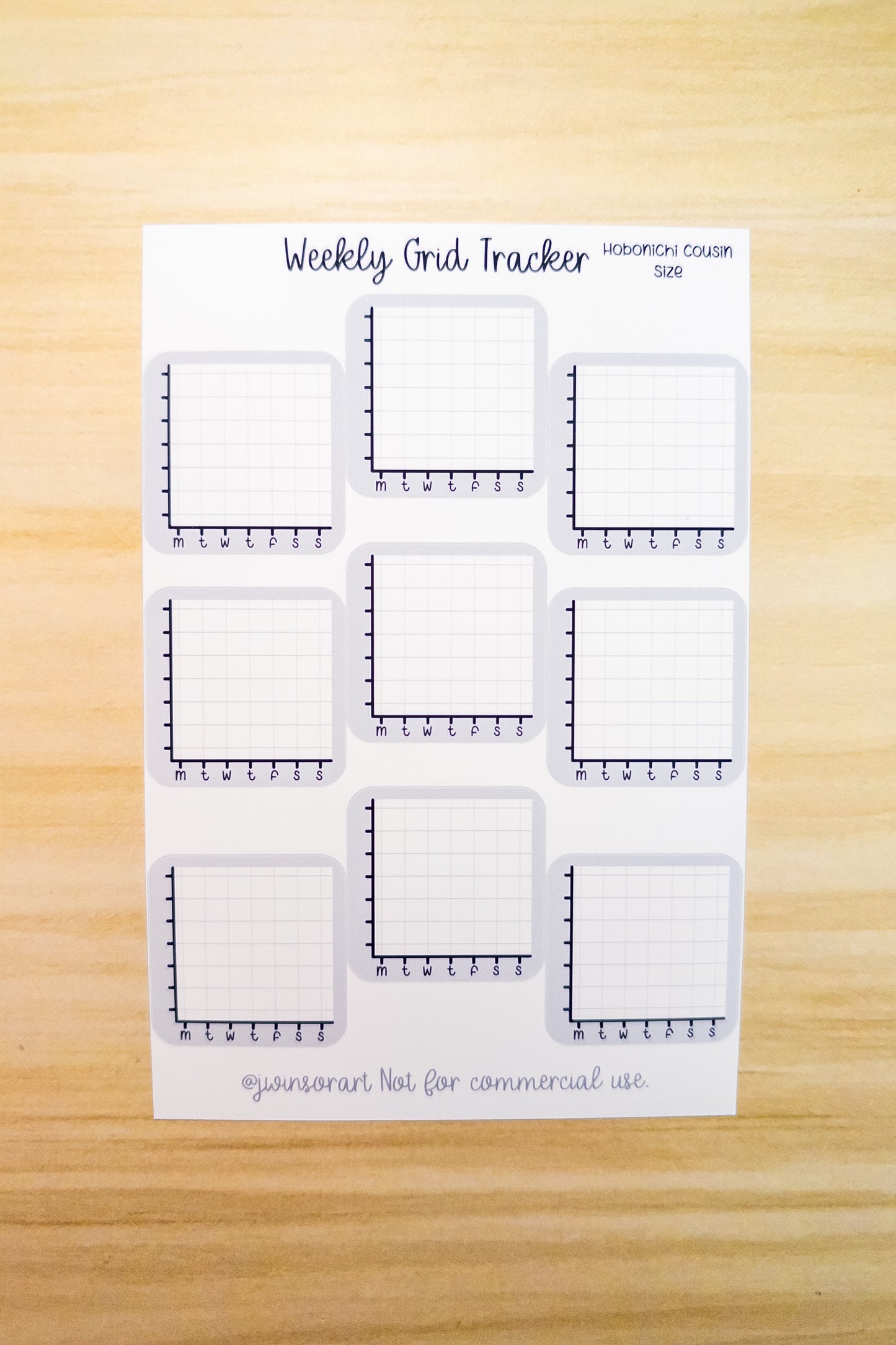 Weekly Grid Tracker Planner Sticker Sheet Hobonichi Cousin A5 Functional Hours Pages Mood Water Steps Monday Start Monochrome