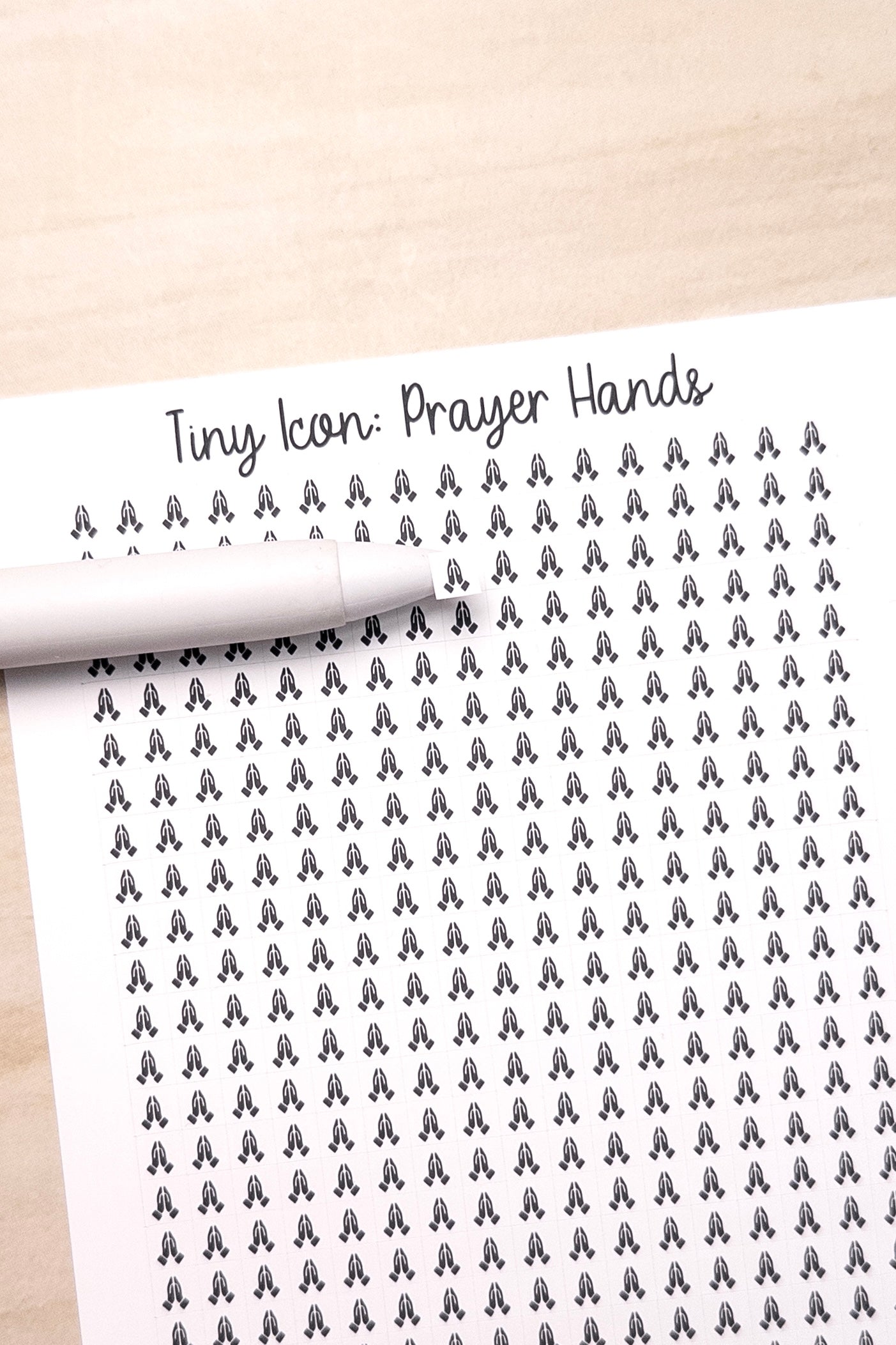 Tiny Icon: Prayer Hands Functional Sticker Sheet 5 mm Square Pray Religion Faith Belief Bujo Gratitude