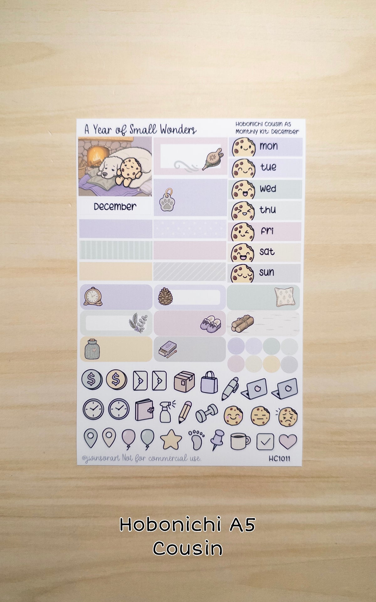 December Hobonichi Monthly Kit – A Year of Small Wonders – By the Fire Cozy Winter Planner Stickers – Cousin A5, A6, Weeks