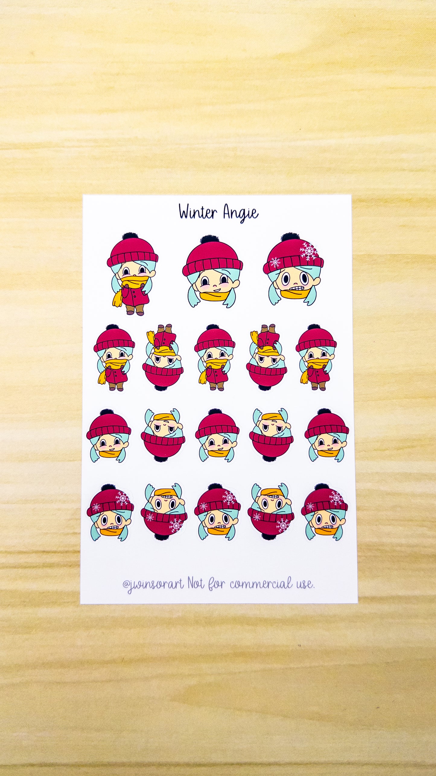 Seasonal Angie Planner Sticker Sheet Winter Spring Summer Fall Autumn Bujo Cute Kawaii Chibi Girl