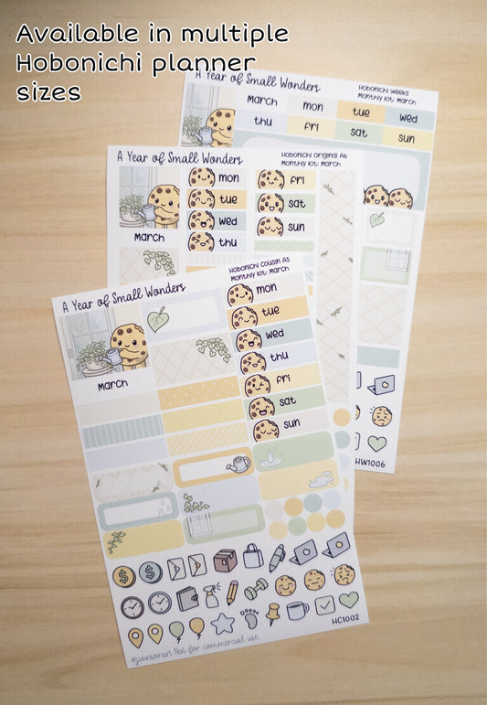 March Monthly Kit Hobonichi – March Cozy Cookie Theme | Planner Stickers : A Year of Small Wonders Collection