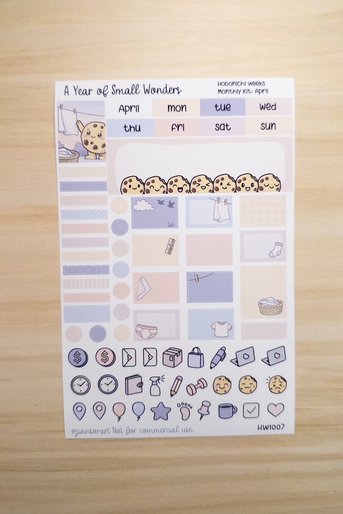 April Hobonichi Monthly Kit – A Year of Small Wonders – Cozy Laundry Sunset Planner Stickers – Cousin A5, A6, Weeks
