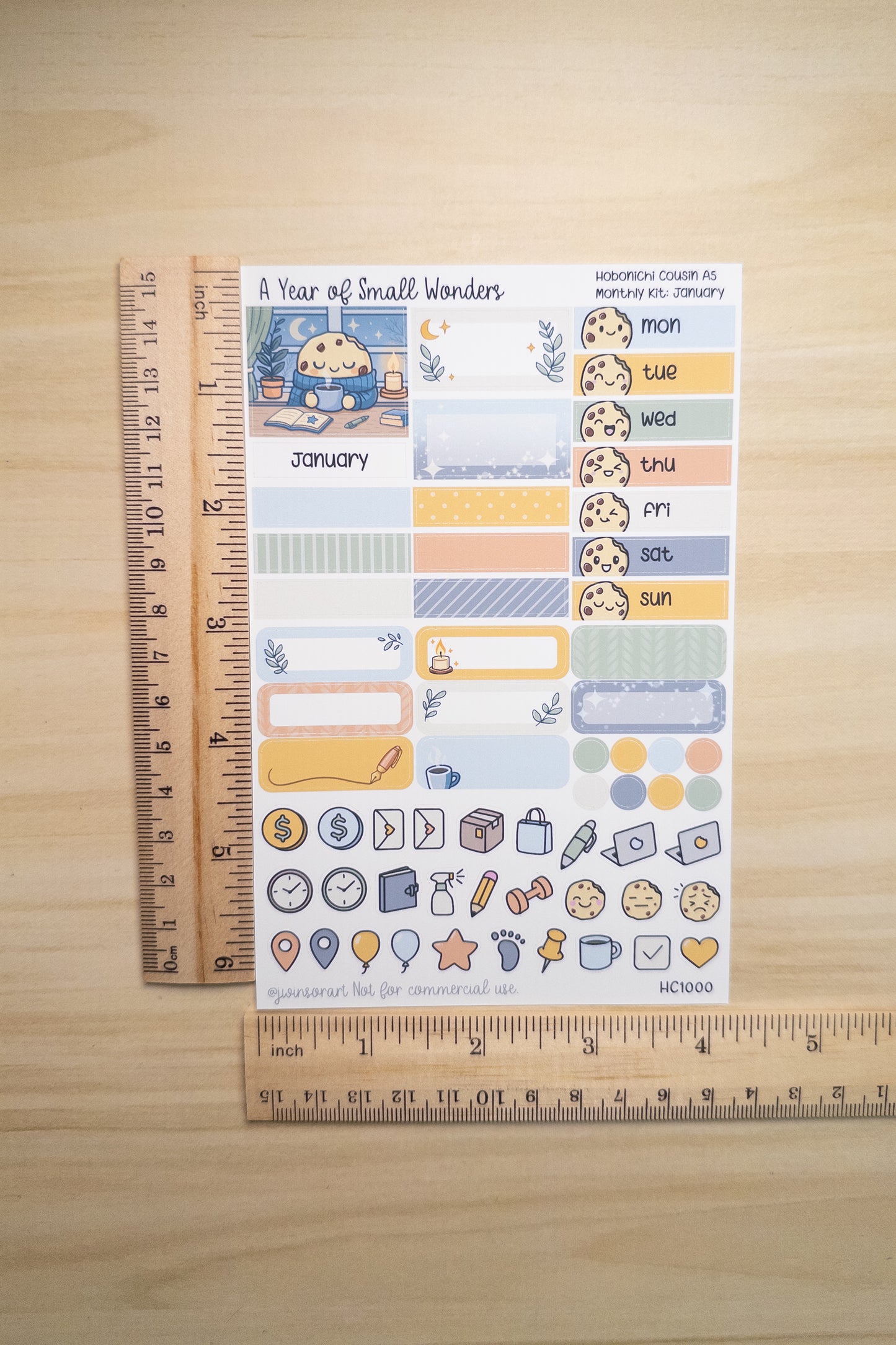 Hobonichi Cousin A5 Monthly Kit – January Cozy Cookie Theme | Planner Stickers | A Year of Small Wonders Collection