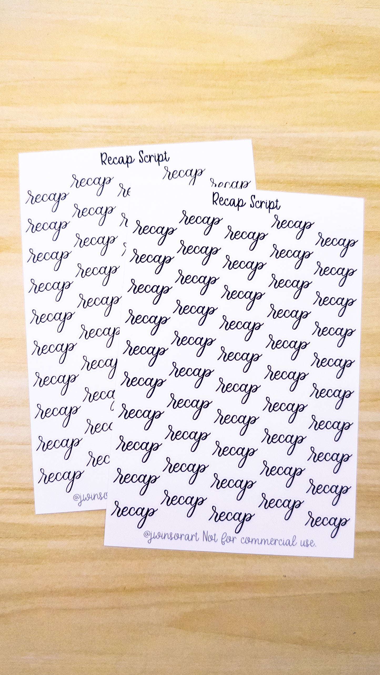 Recap Script Planner Sticker Sheet 50 Stickers Bujo Bullet Journal