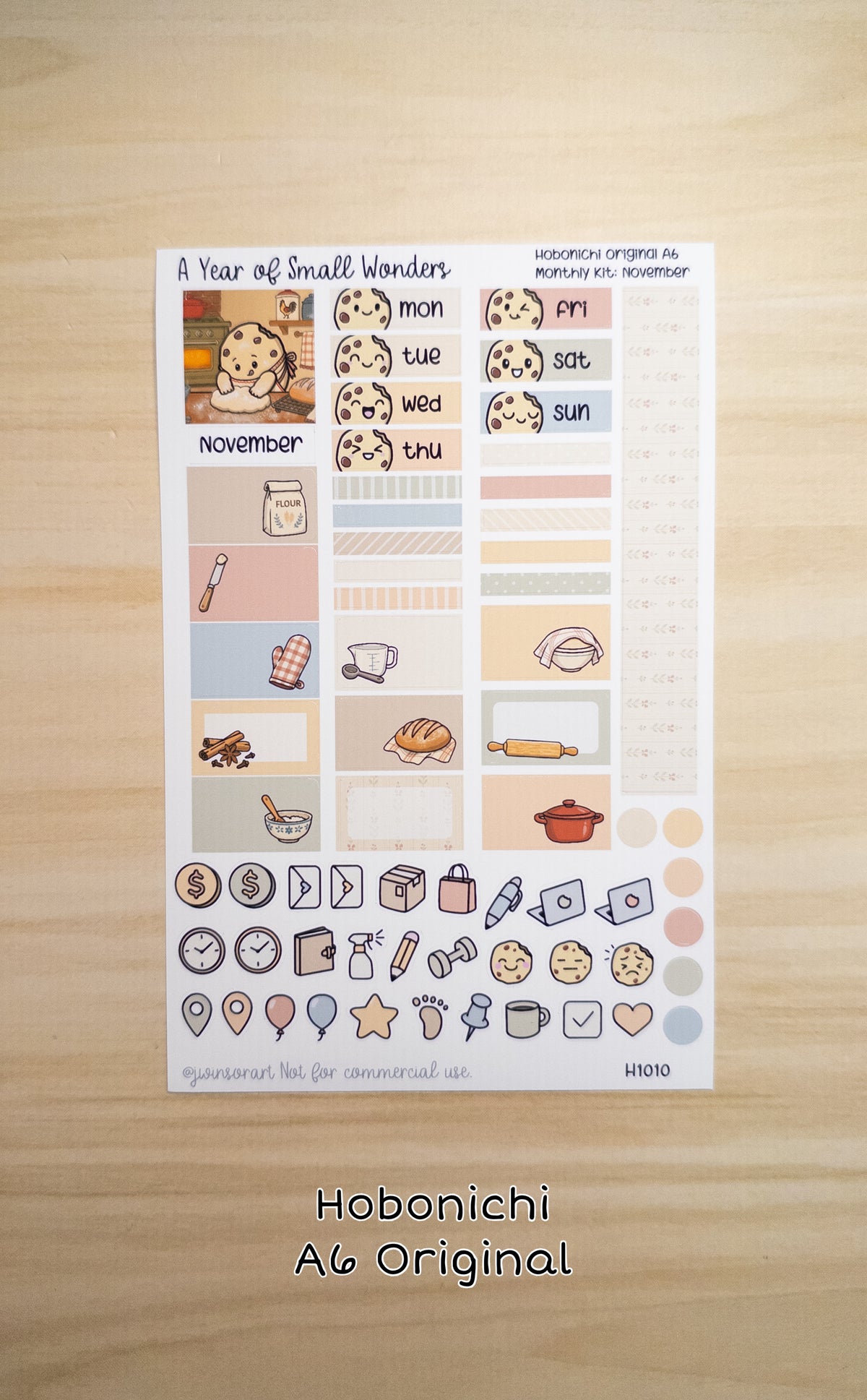 November Hobonichi Monthly Kit – A Year of Small Wonders – Fresh-Baked Bread Cozy Planner Stickers – Cousin A5, A6, Weeks