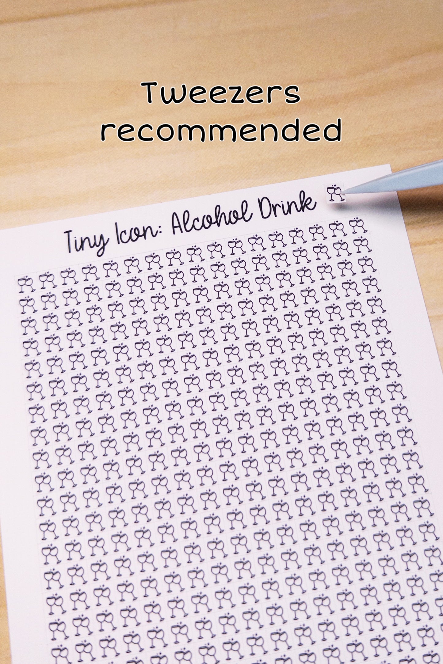 Tiny Icon: Alcohol Drink Party Celebration Wine Booze Tracker Doodle Functional Sticker Sheet 5 mm Square Bujo Line Art Style