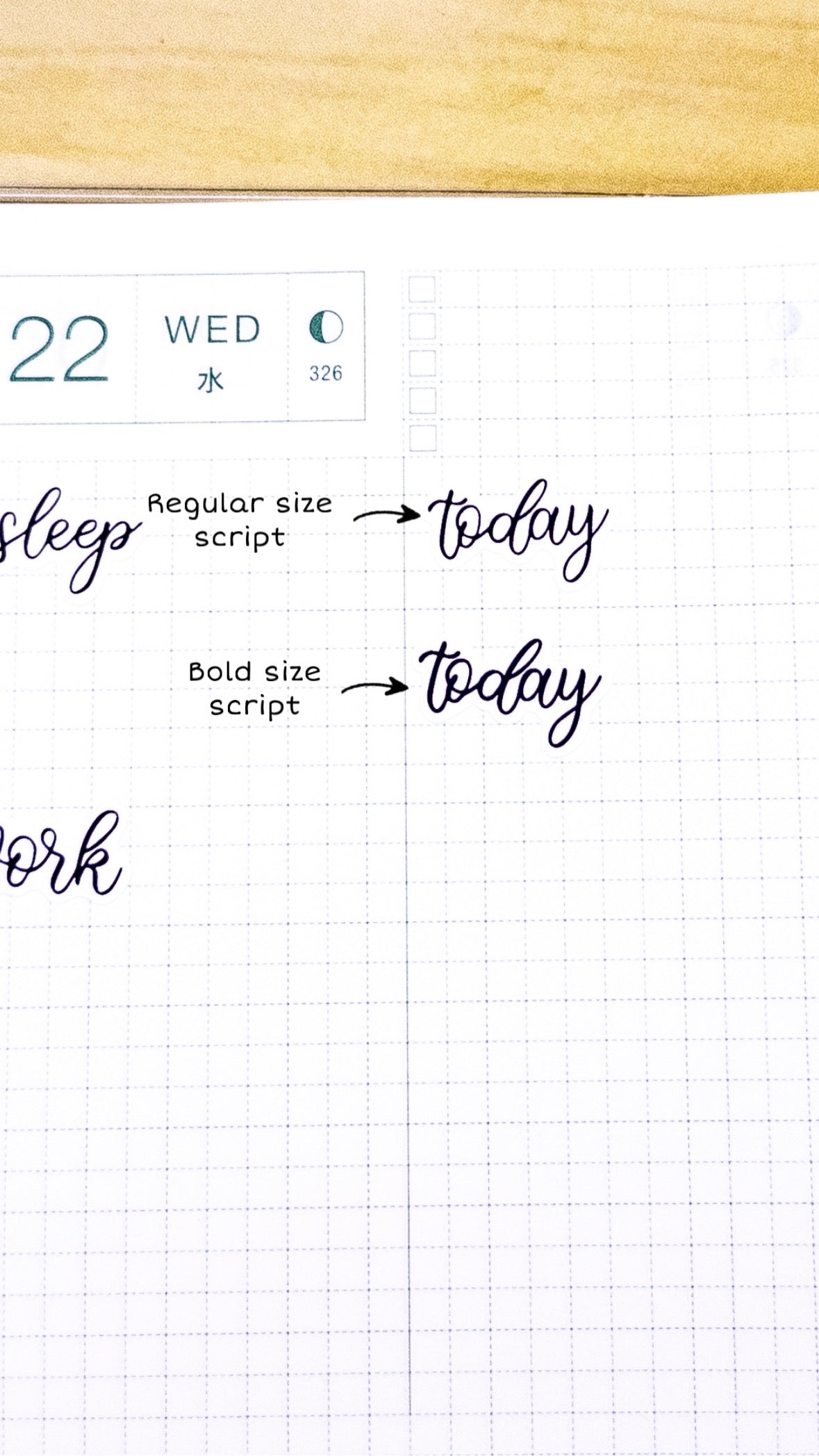 Today Script Planner Sticker Sheet 50 Stickers Bujo Bullet Journal