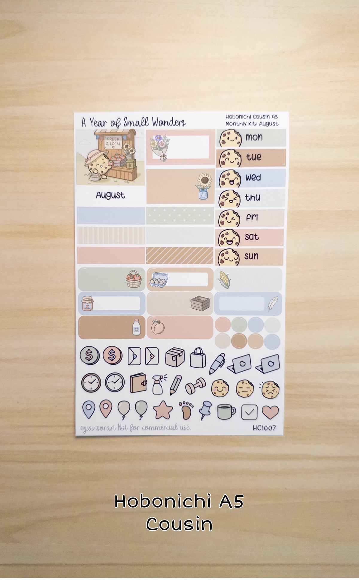 August Hobonichi Monthly Kit – A Year of Small Wonders – Roadside Farm Stand Planner Stickers – Cousin A5, A6, Weeks