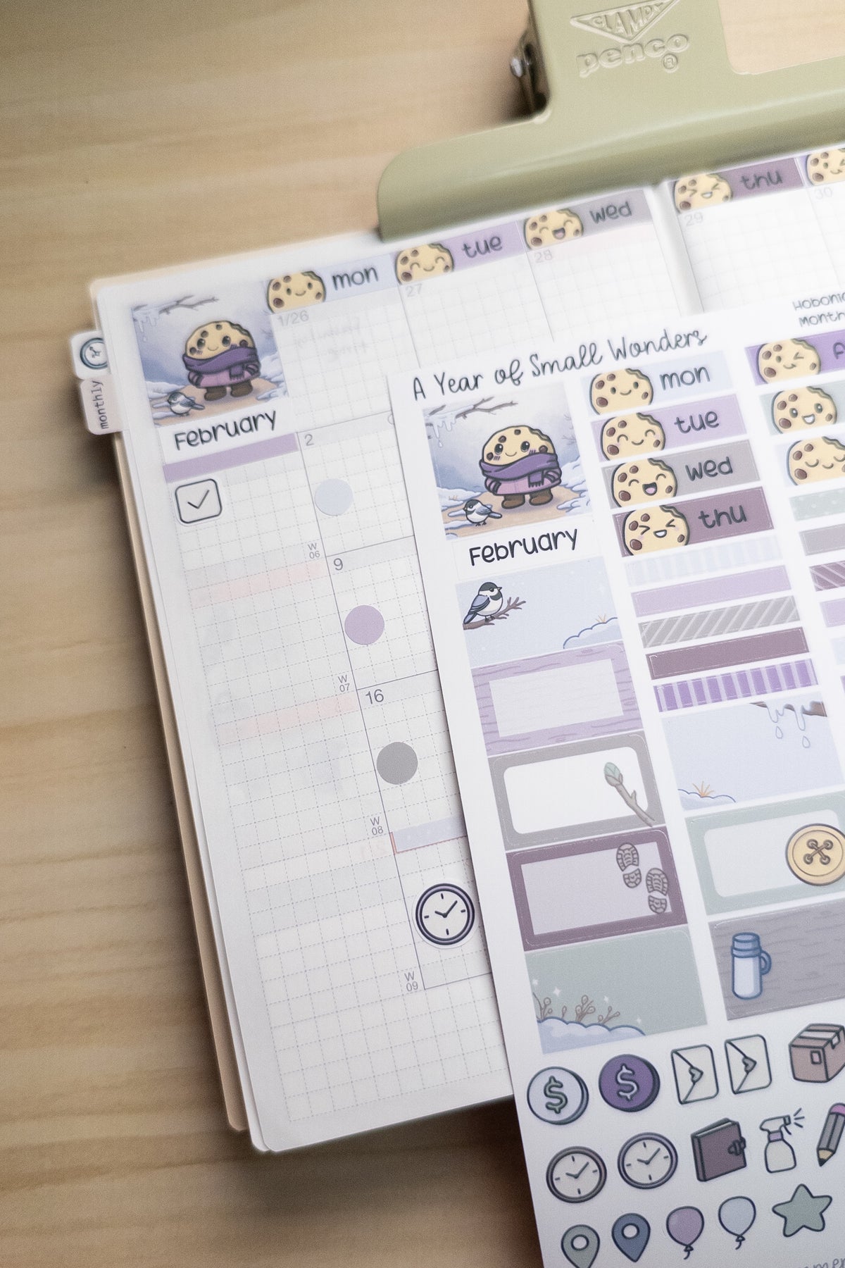 Hobonichi Monthly Kit – February Cozy Cookie Theme | Planner Stickers – A Year of Small Wonders