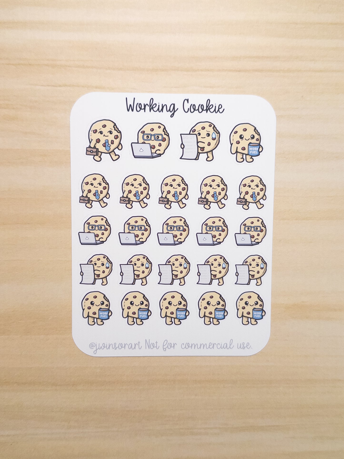 Working Cookie Character Stickers | Kawaii Office, Job, and Employee Planner Stickers for Work or Study