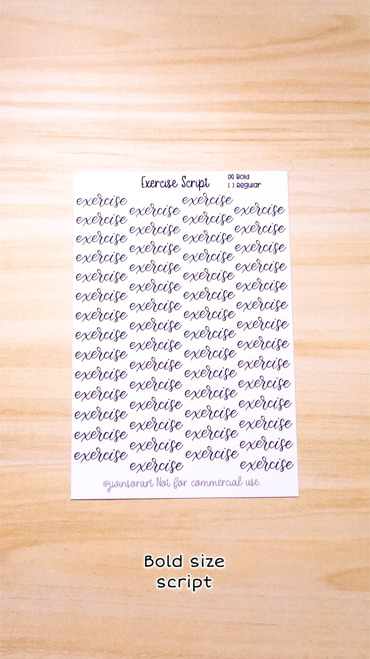 Exercise Script Planner Sticker Sheet 56 Stickers Bujo Bullet Journal