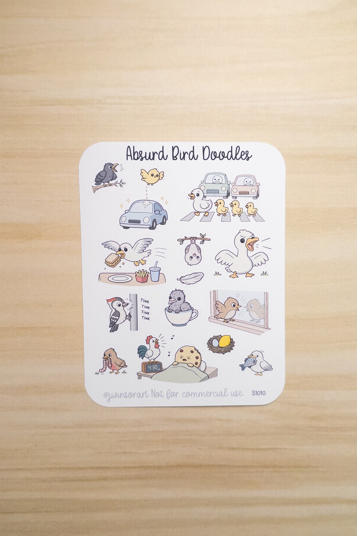 Absurd Birds Sticker Sheet | Funny Bird Doodles for Planners, Journals & Scrapbooking