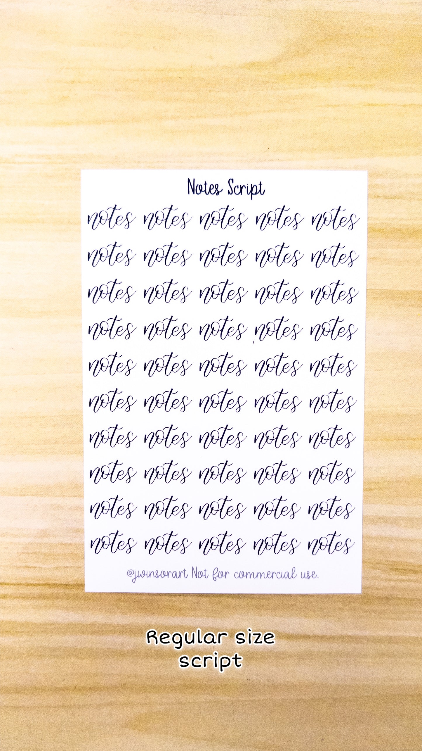 Notes Script Planner Sticker Sheet 50 Stickers Bujo Bullet Journal