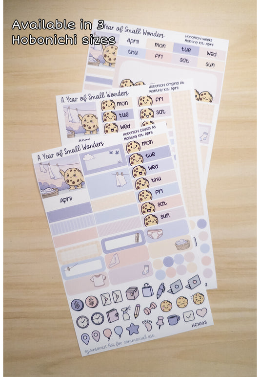 April Hobonichi Monthly Kit – A Year of Small Wonders – Cozy Laundry Sunset Planner Stickers – Cousin A5, A6, Weeks