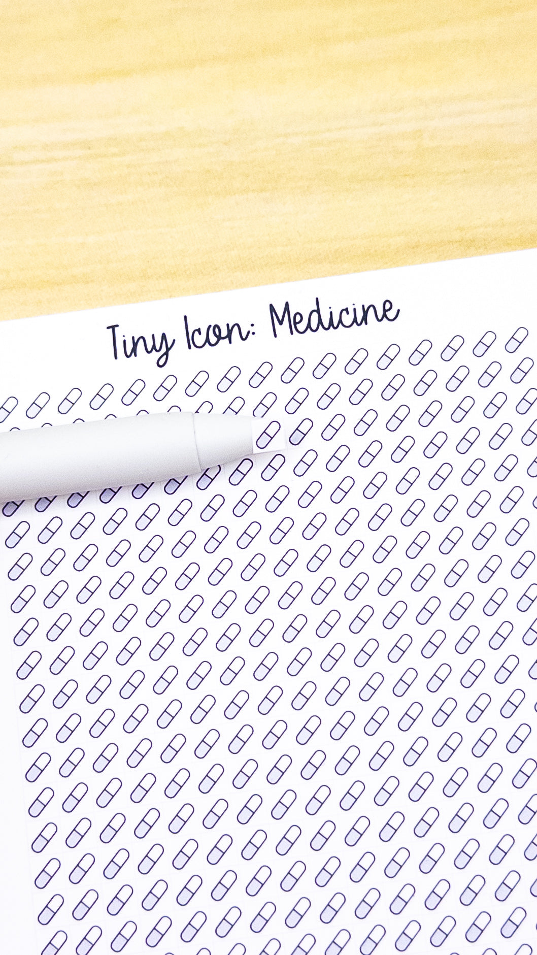 Tiny Icon: Medicine Pill Doodle Functional Sticker Sheet 5 mm Square Email Bujo Cute Line Art Style