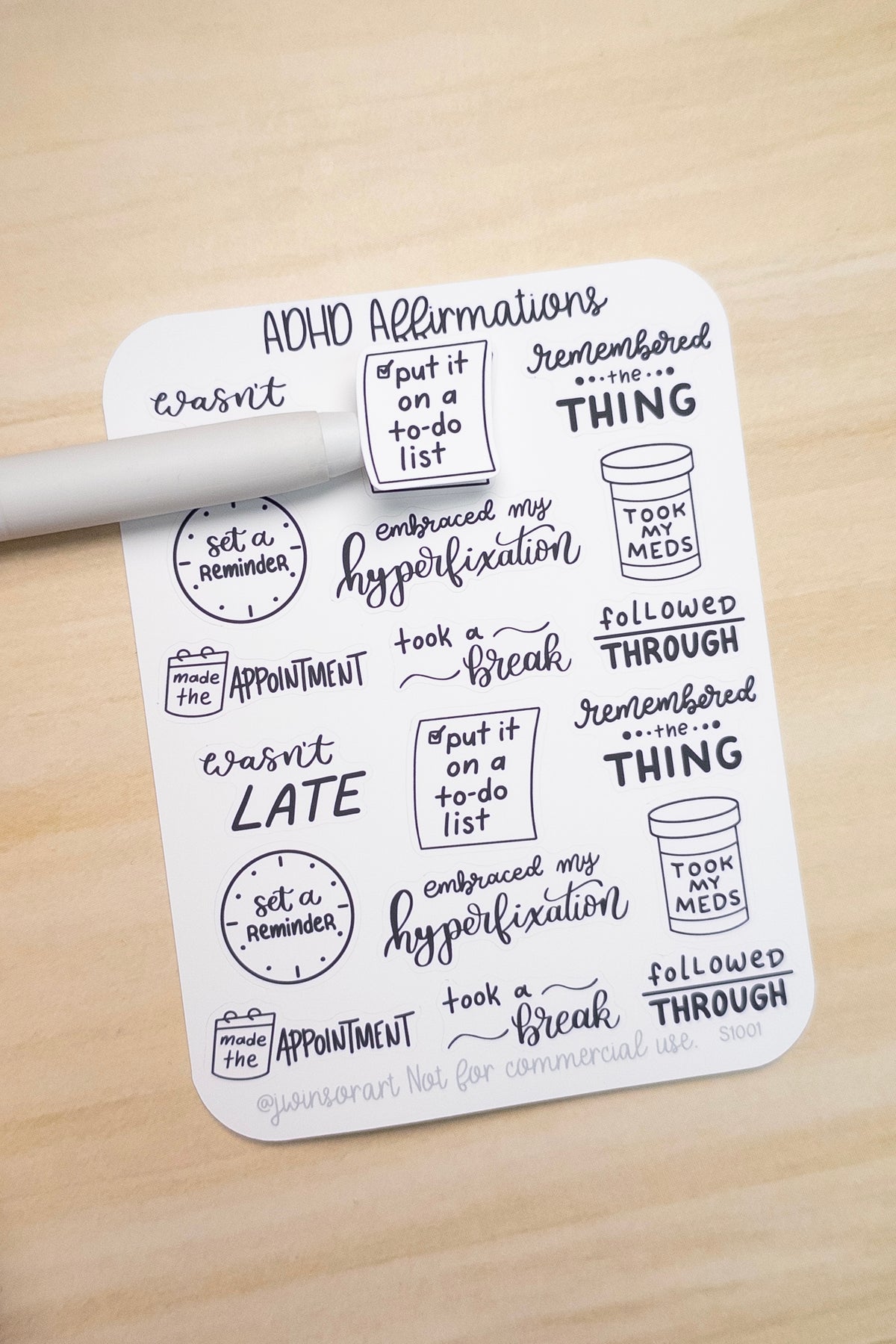 ADHD Affirmations Stickers – Hand Lettered Neurodivergent Quotes for Planner, Hobonichi, Bullet Journal, Executive Function Support