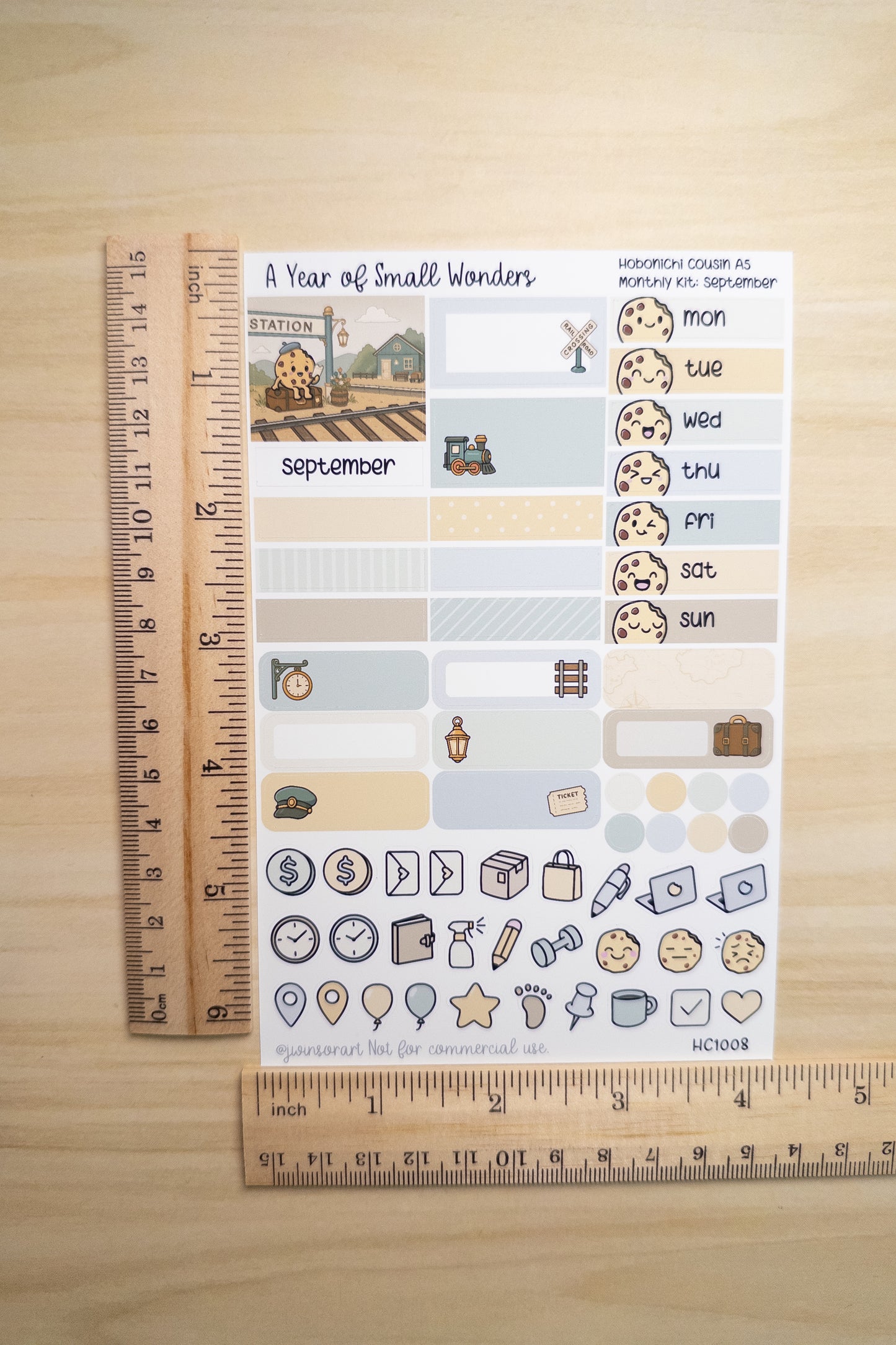 September Hobonichi Monthly Kit – A Year of Small Wonders – Vintage Train Station Travel Planner Stickers – Cousin A5, A6, Weeks
