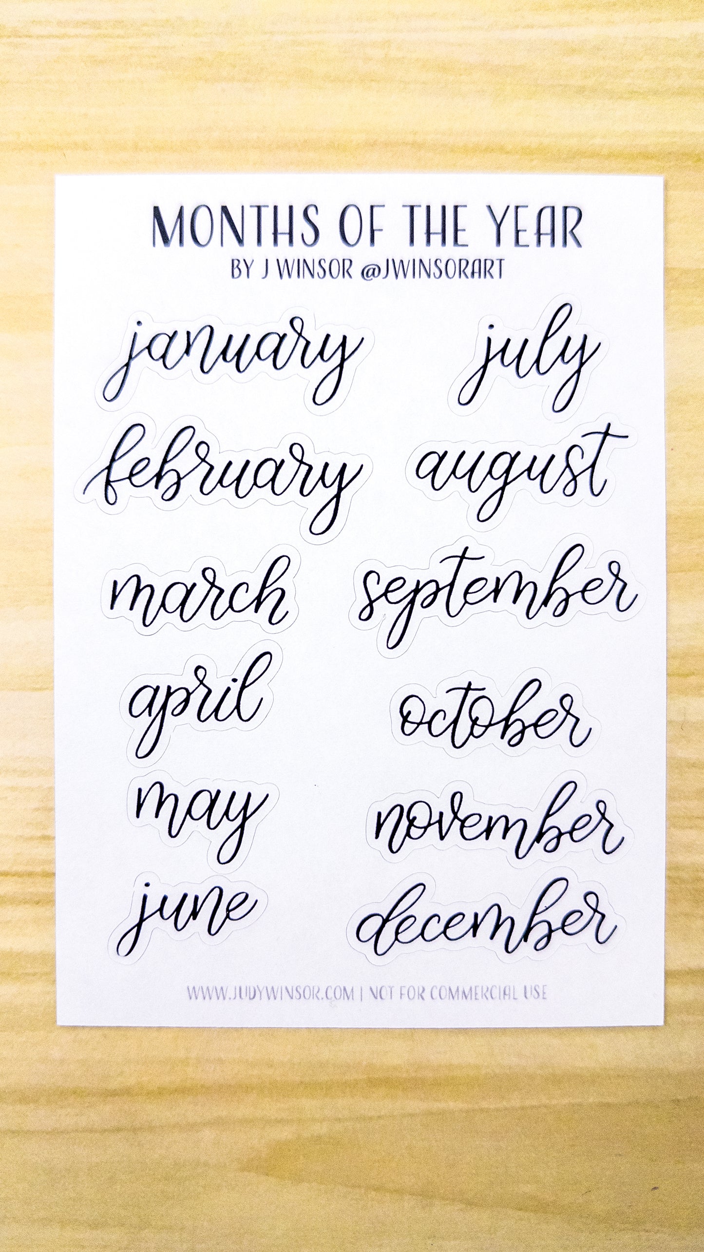 Months Planner Sticker Sheet Bujo Bullet Journal