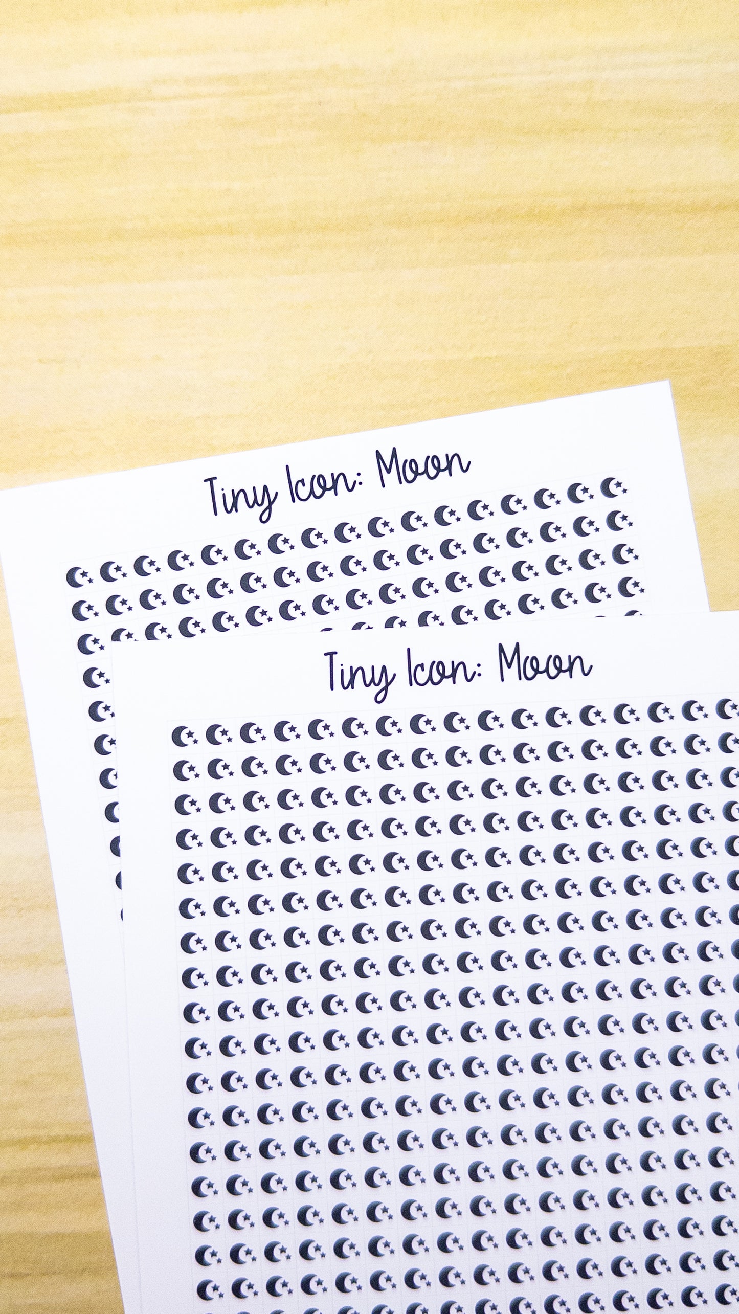 Tiny Icon: Moon Doodle Functional Sticker Sheet 5 mm Square Night Stars Bedtime Nighttime Bujo Line Art Style