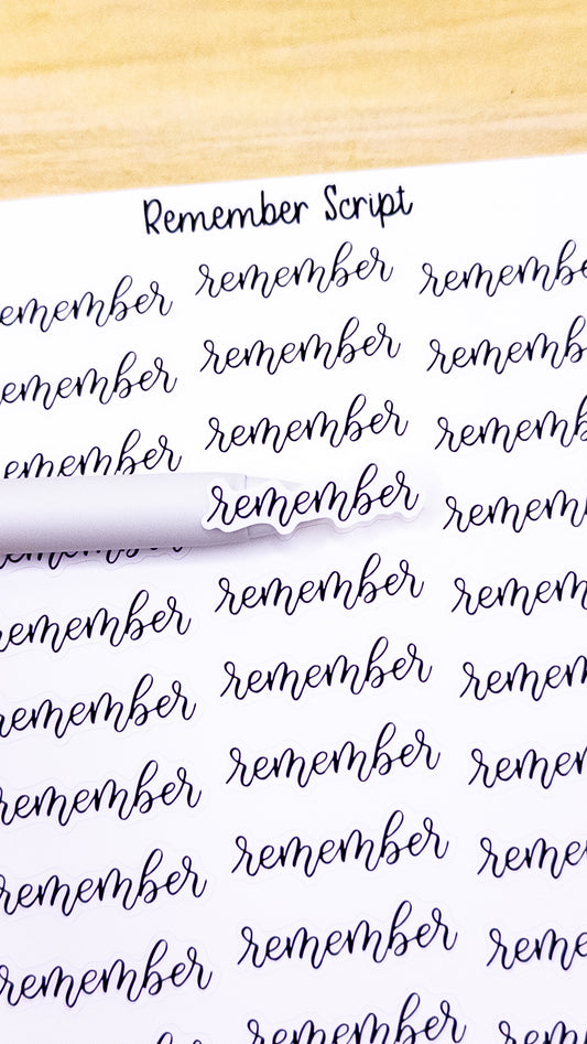 Remember Script Planner Sticker Sheet 33 Stickers Bujo Bullet Journal