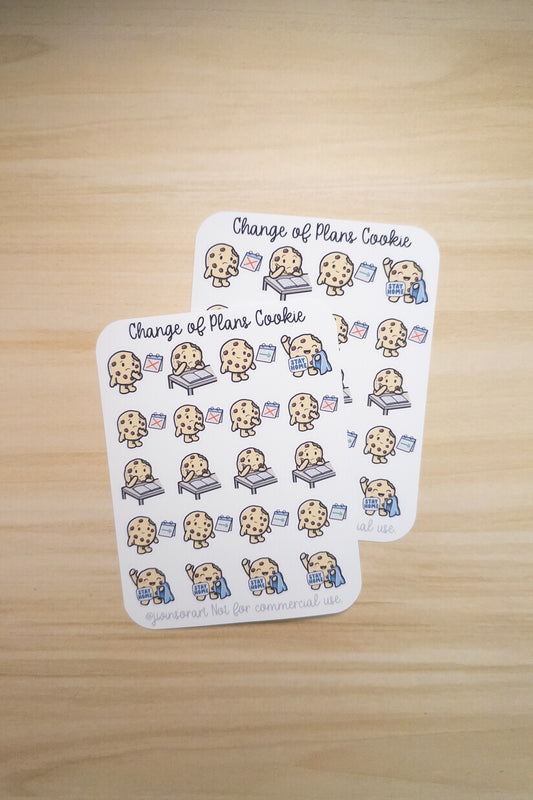 Change of Plans Cookie Planner Stickers - Cancelled Plans, Rescheduled, Stay Home, Pivot Day - Hobonichi Bullet Journal