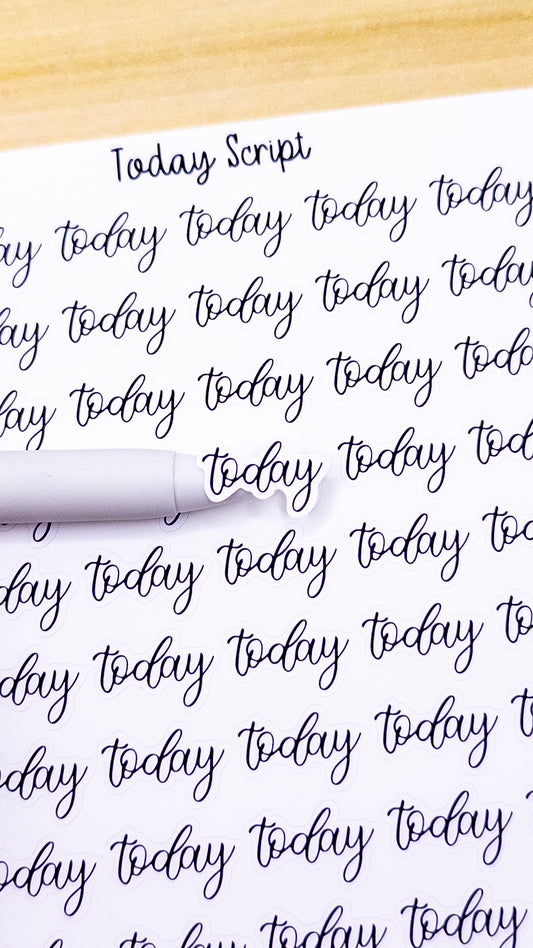 Today Script Planner Sticker Sheet 50 Stickers Bujo Bullet Journal