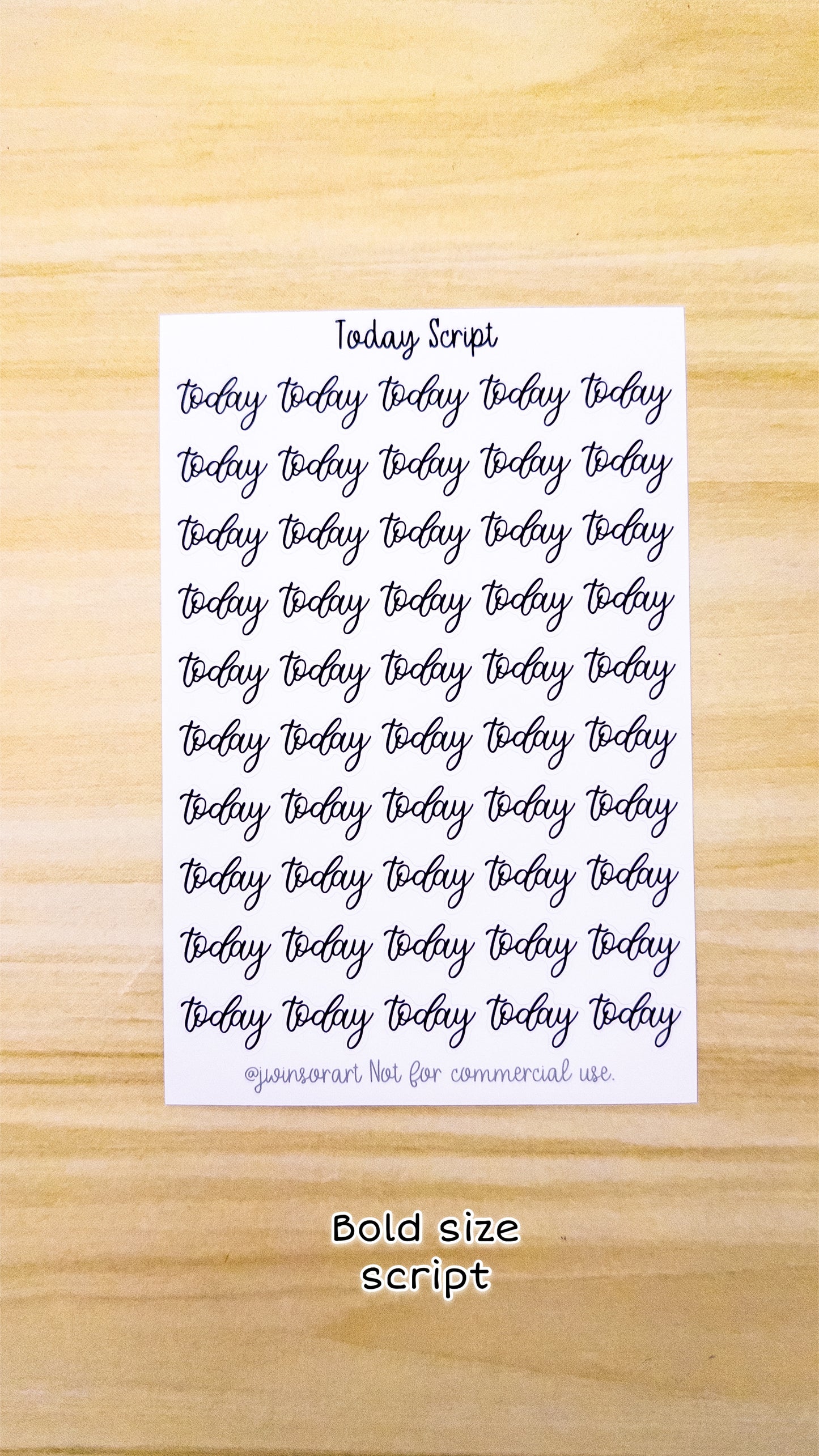 Today Script Planner Sticker Sheet 50 Stickers Bujo Bullet Journal
