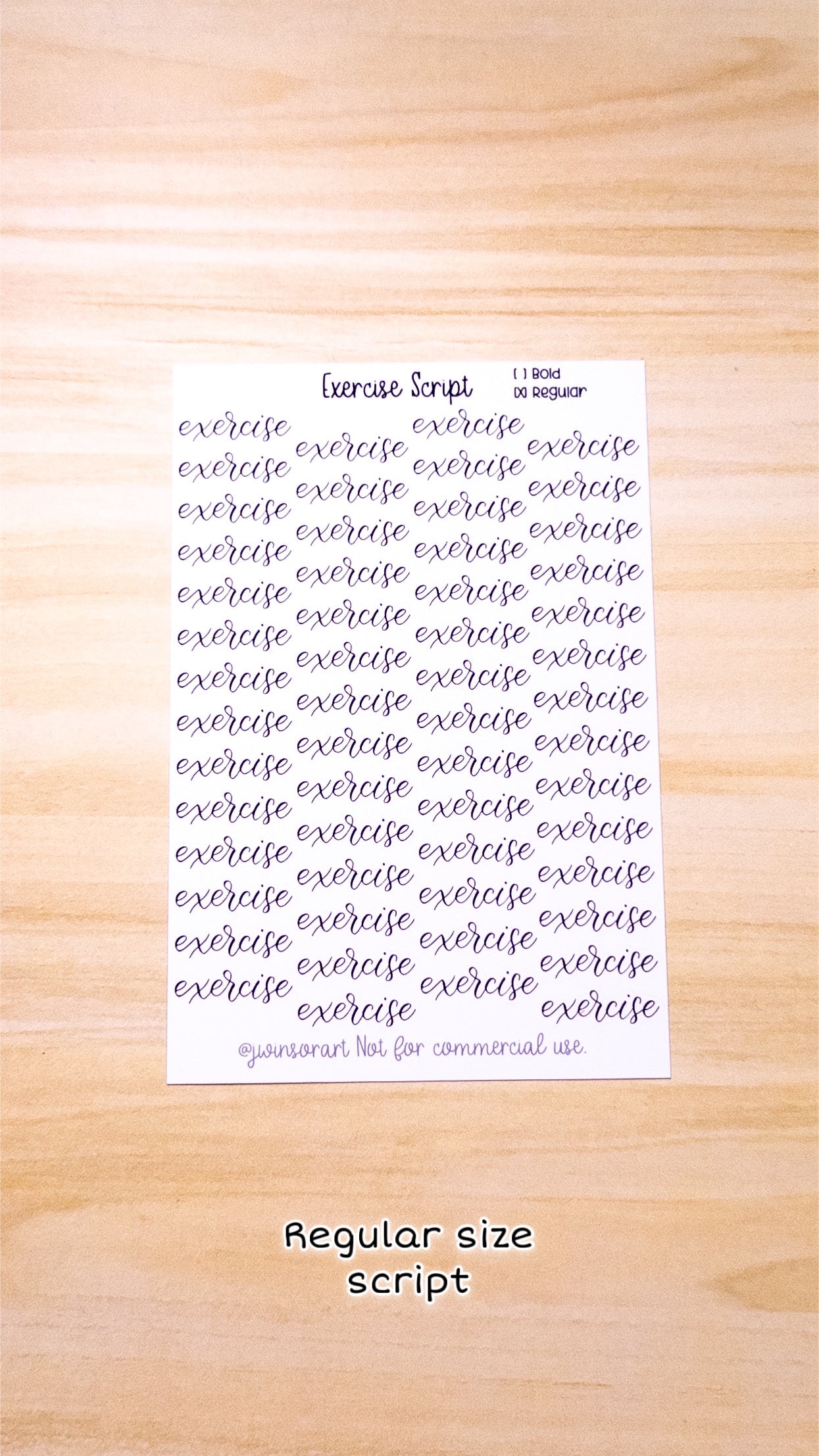 Exercise Script Planner Sticker Sheet 56 Stickers Bujo Bullet Journal