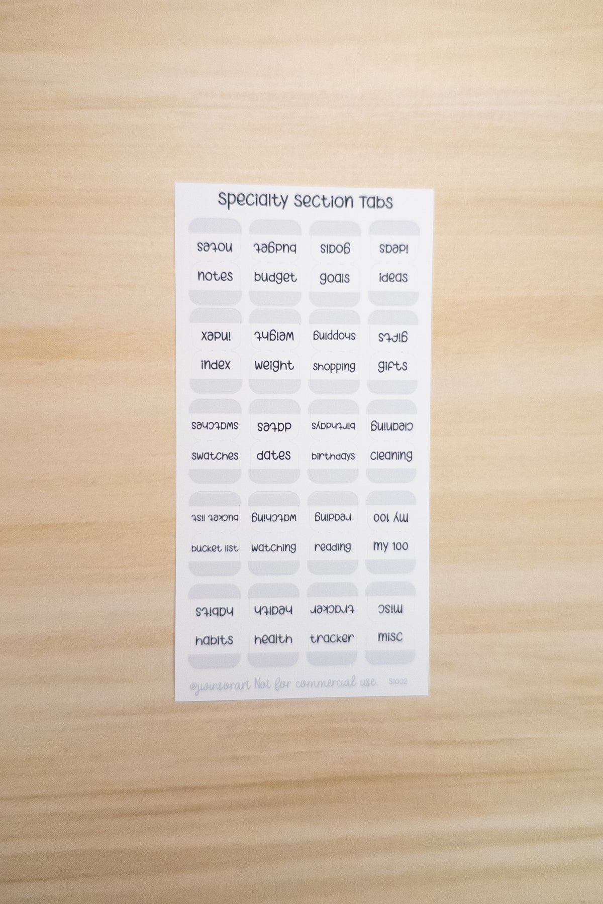Specialty Section Tabs – Minimal Planner Labels for Hobonichi, Journals, and Notebooks (20 Unique Tabs)
