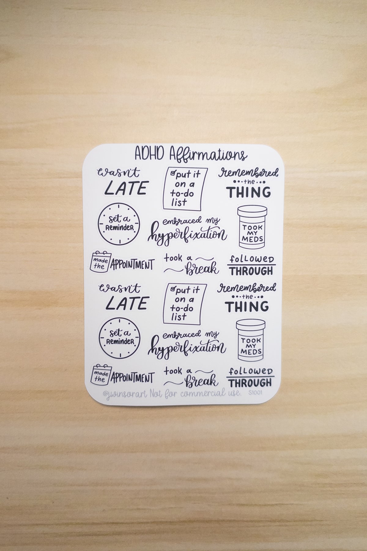 ADHD Affirmations Stickers – Hand Lettered Neurodivergent Quotes for Planner, Hobonichi, Bullet Journal, Executive Function Support