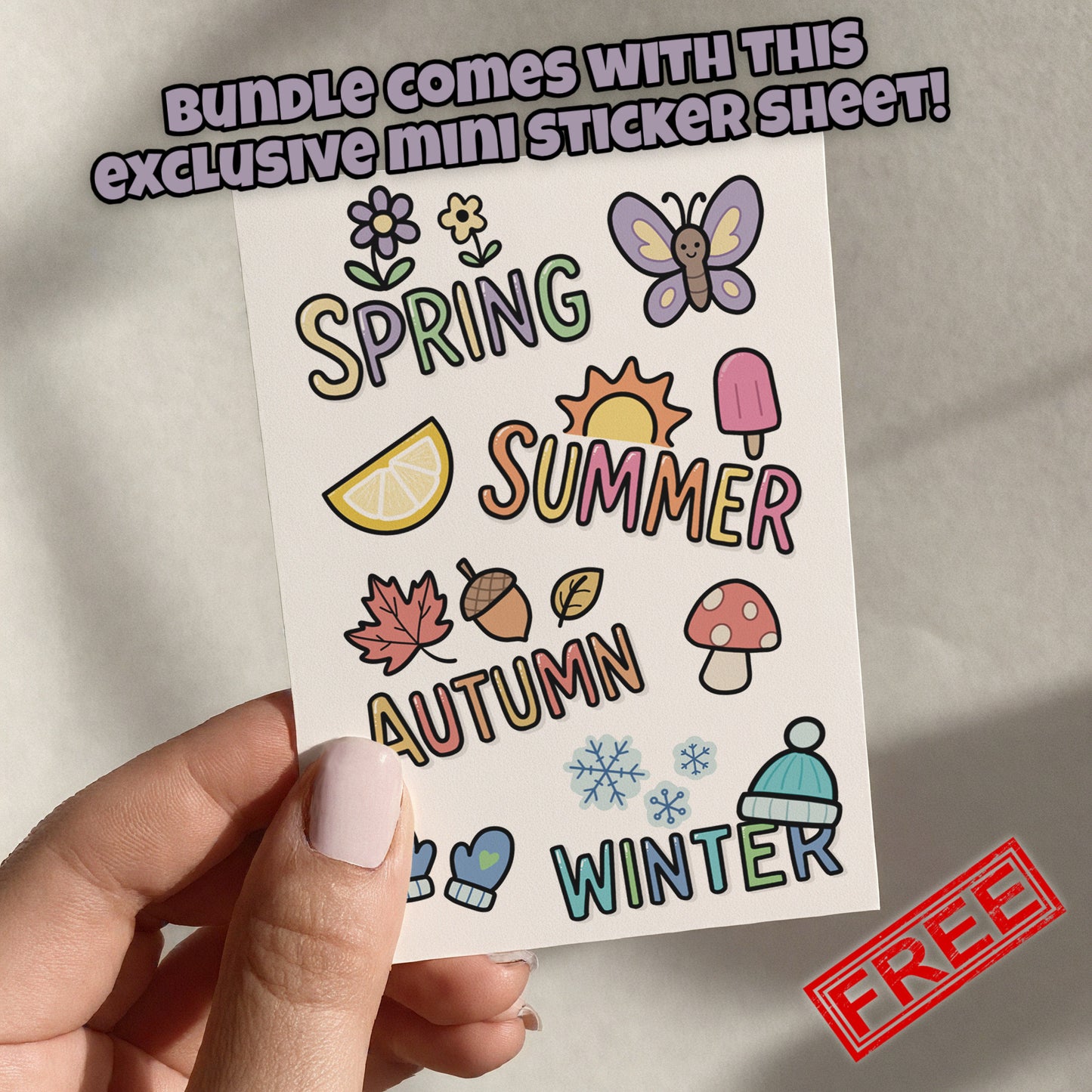 All Four Seasons Doodle Bundle Winter Spring Summer Fall Autumn
