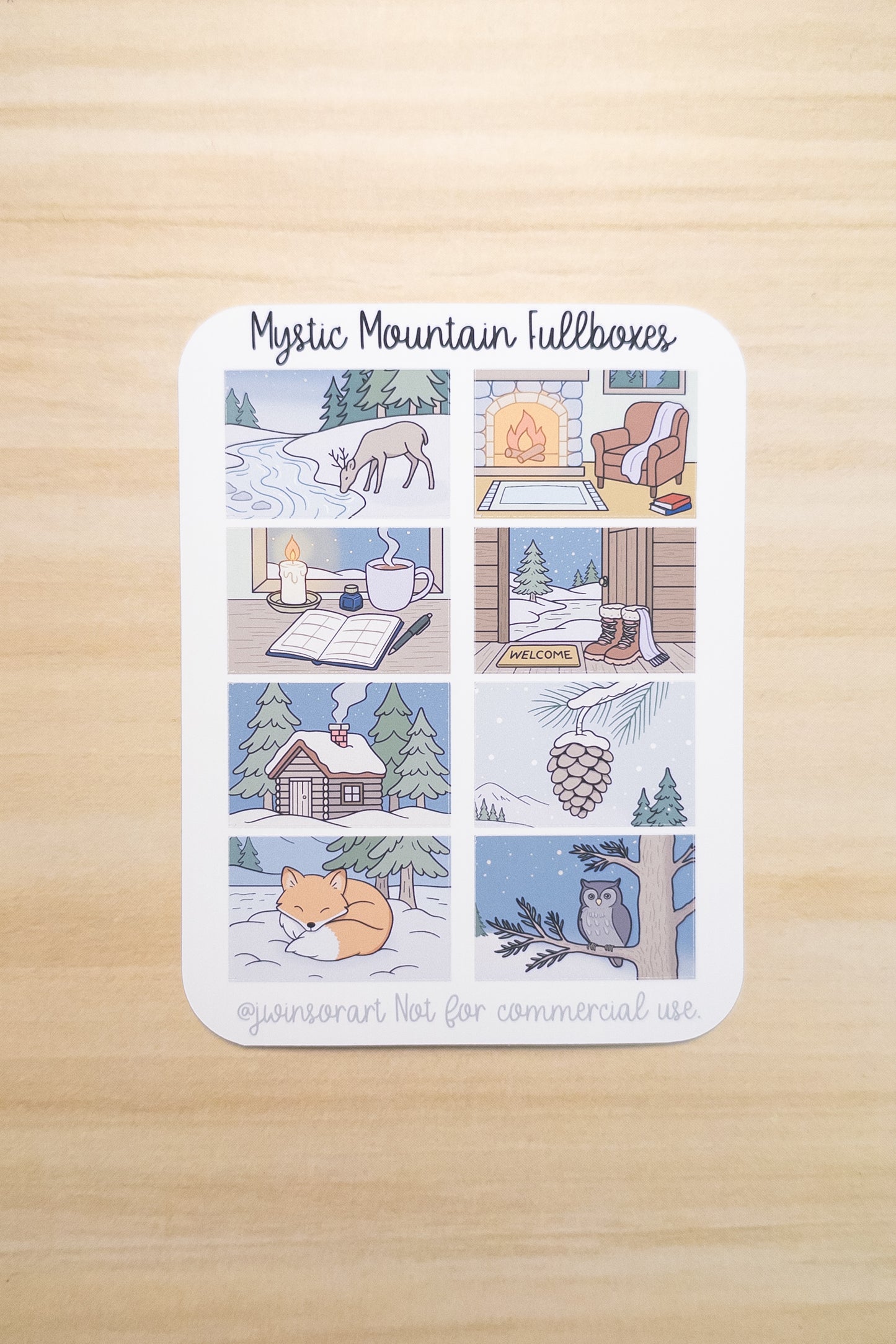 Mystic Mountain Fullboxes | Hobonichi Cousin Weekly Stickers | Cozy Winter Cabin Planner Stickers