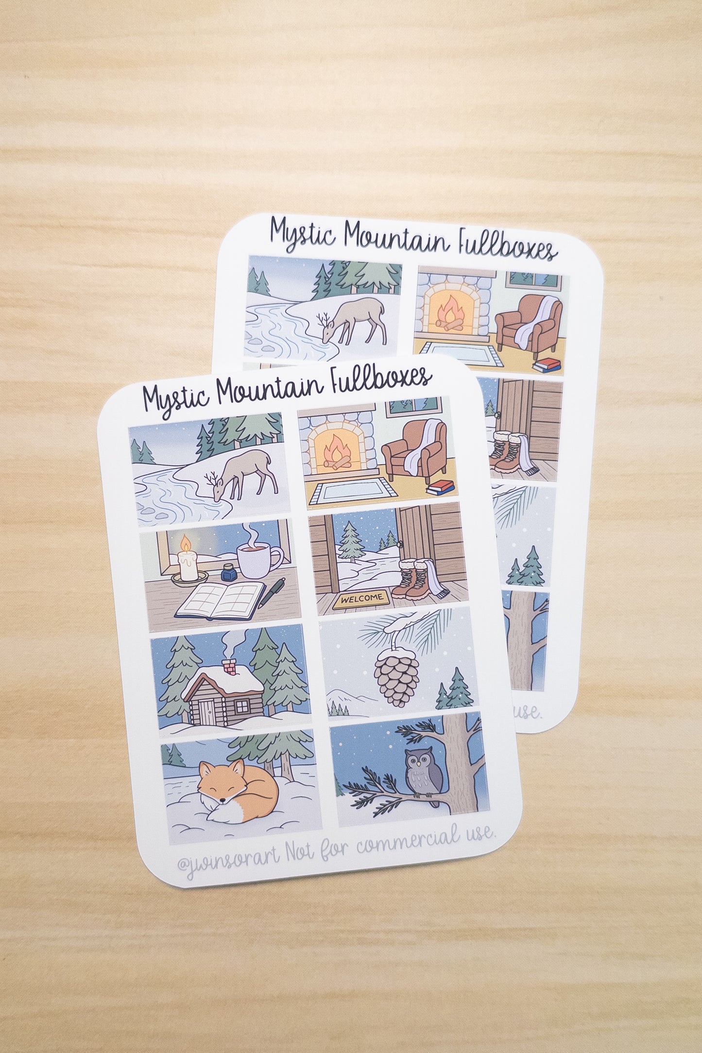 Mystic Mountain Fullboxes | Hobonichi Cousin Weekly Stickers | Cozy Winter Cabin Planner Stickers