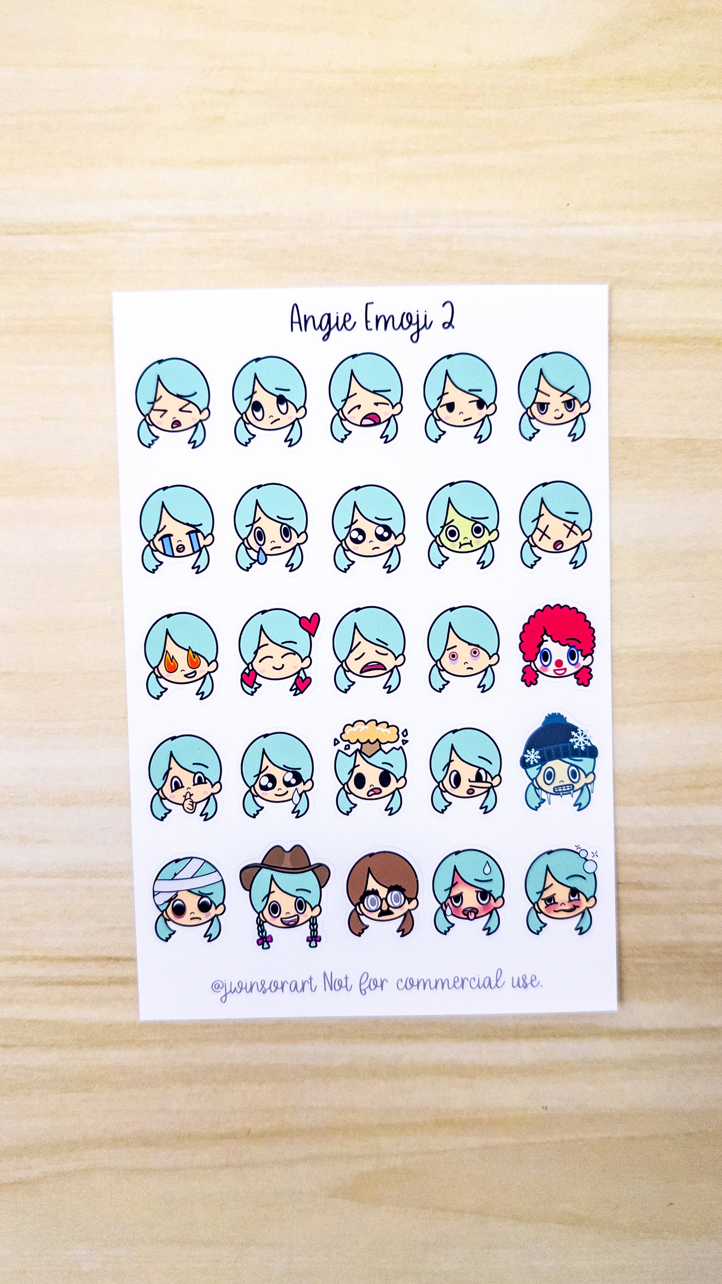 Angie Emoji Mood Emoti Planner Sticker Sheet Bujo Cute Kawaii Girl