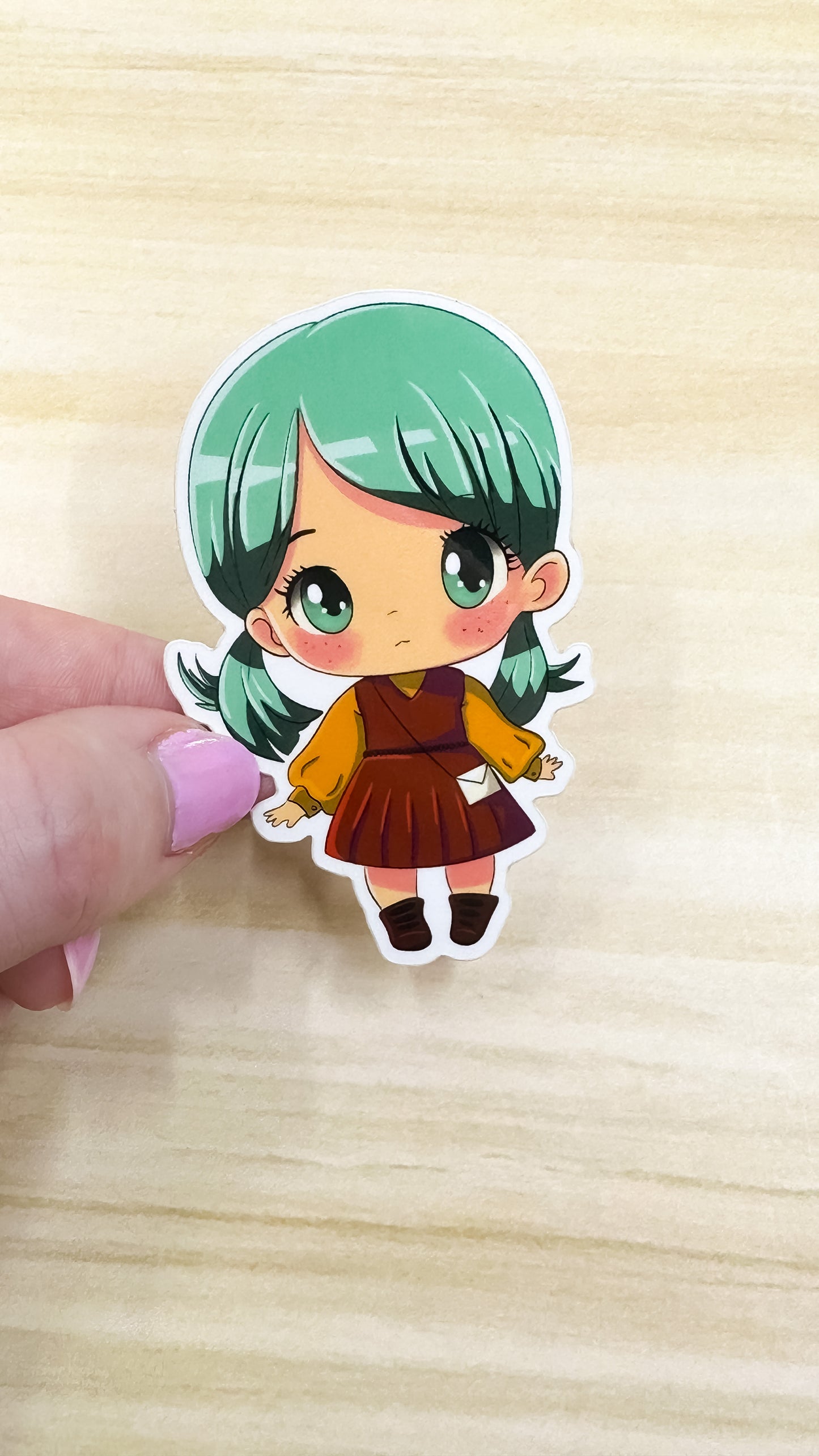 Angie Cute Chibi Girl Sticker Anime Illustrated Vinyl Glossy 3 inch