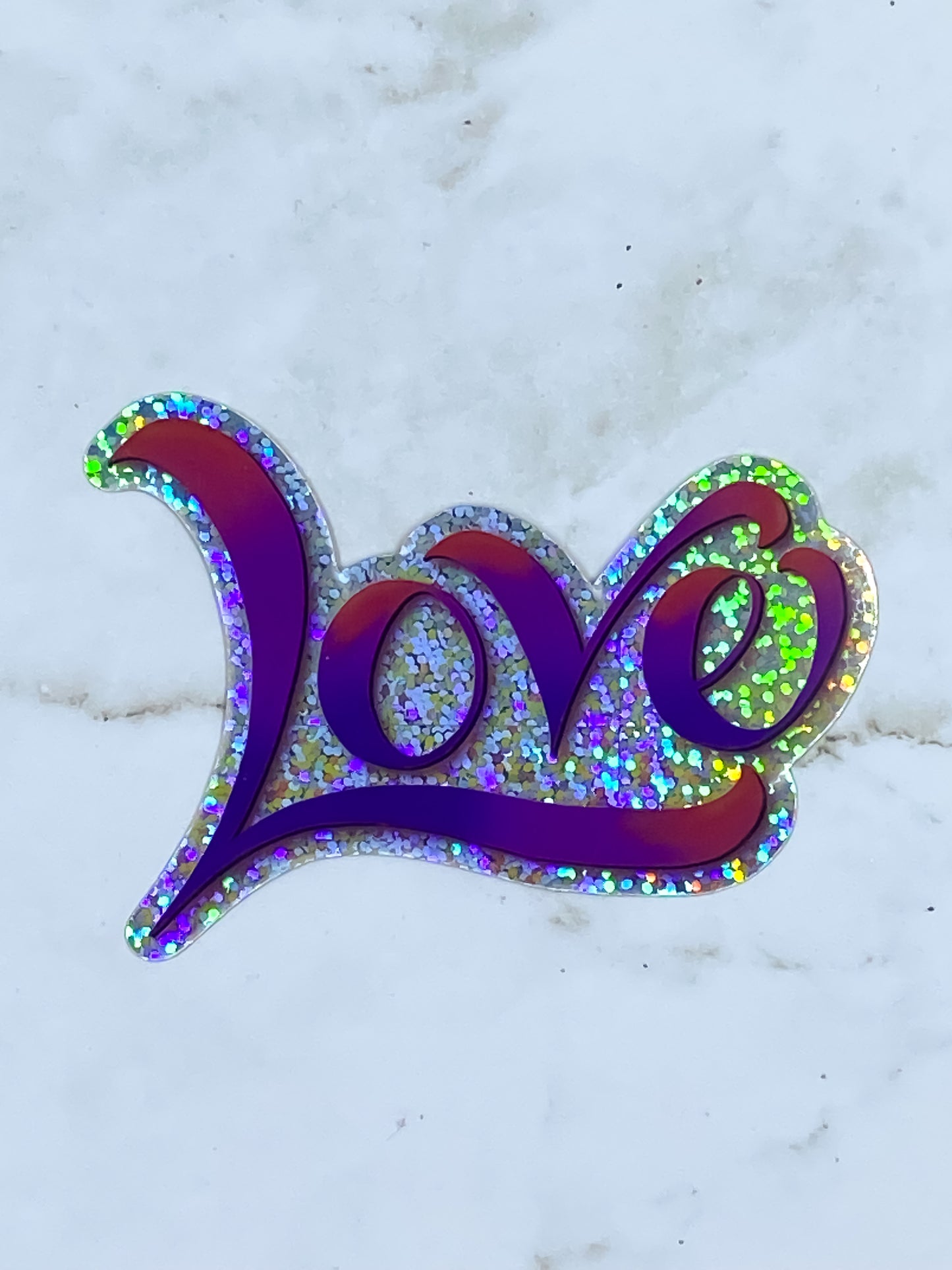 Love Holographic Glitter Sticker 3.5 inch