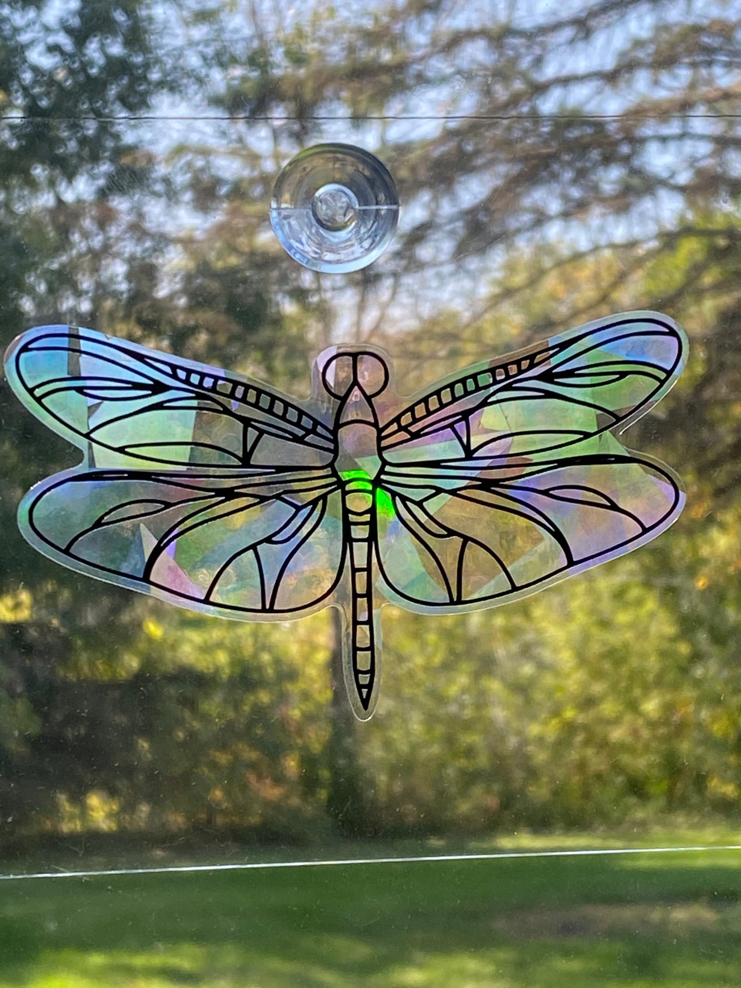 Dragonfly Suncatcher Rainbow Prism Iridescent Window Decal Illustrated Sticker