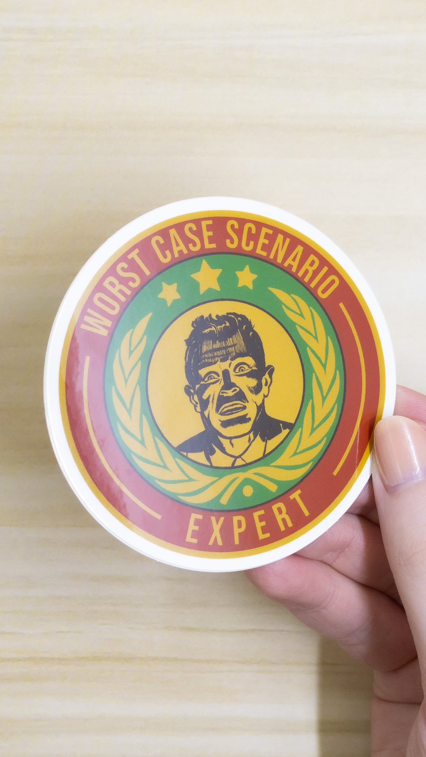 Worst Case Scenario Expert Vinyl Glossy Sticker 3 inch