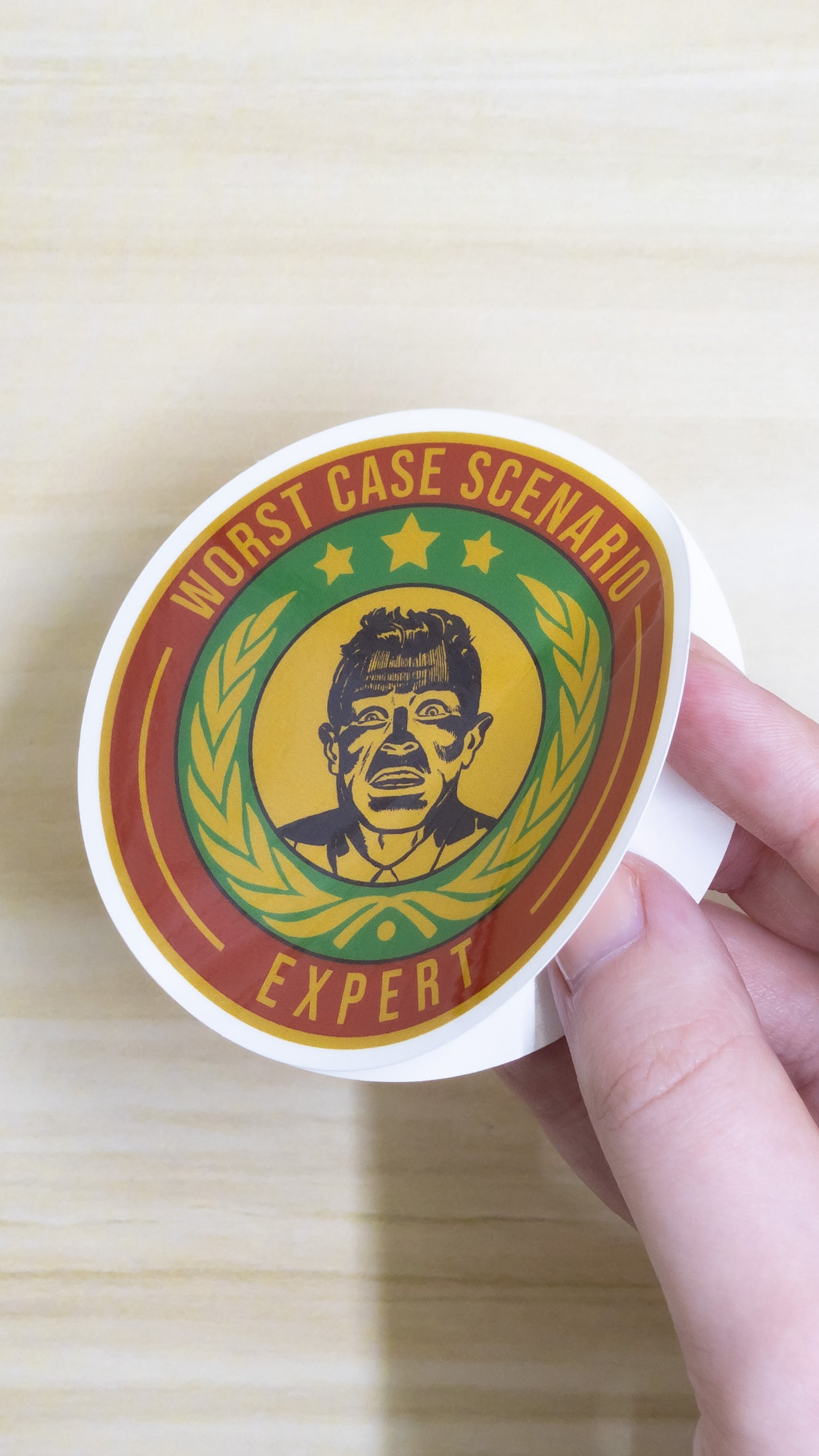 Worst Case Scenario Expert Vinyl Glossy Sticker 3 inch