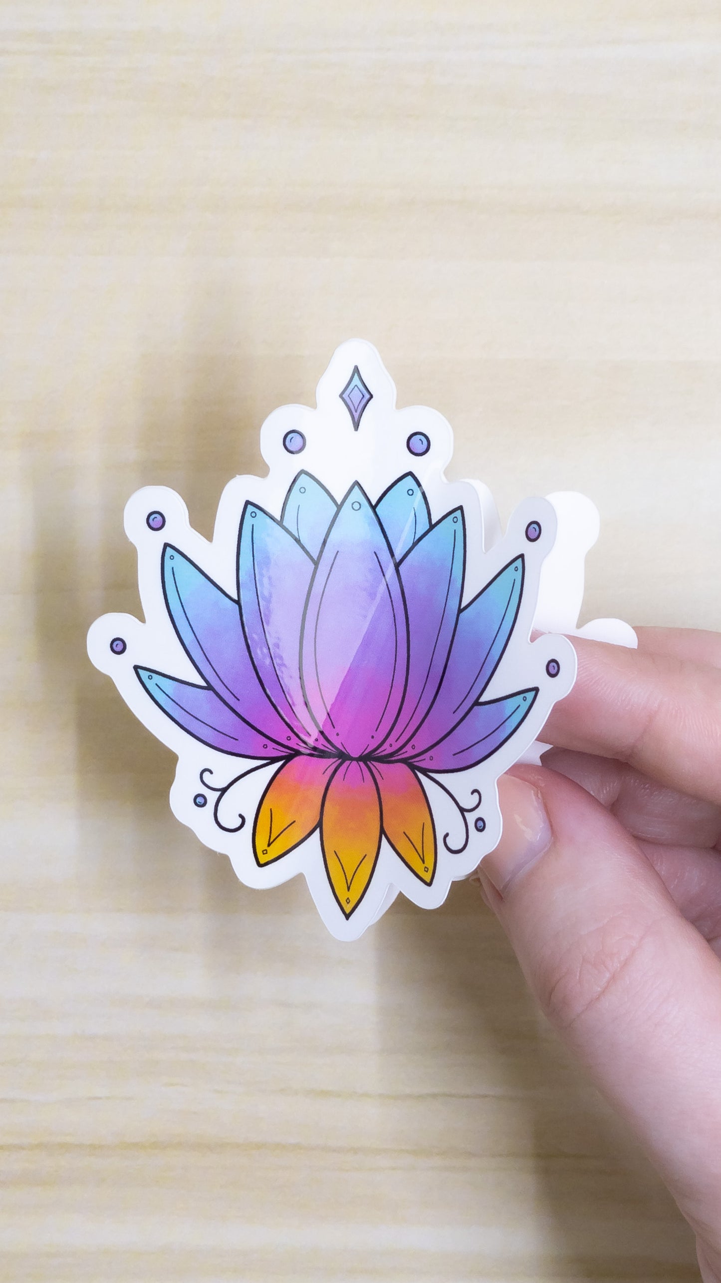 Lotus Flower Illustrated Vinyl Glossy Sticker 3 inch