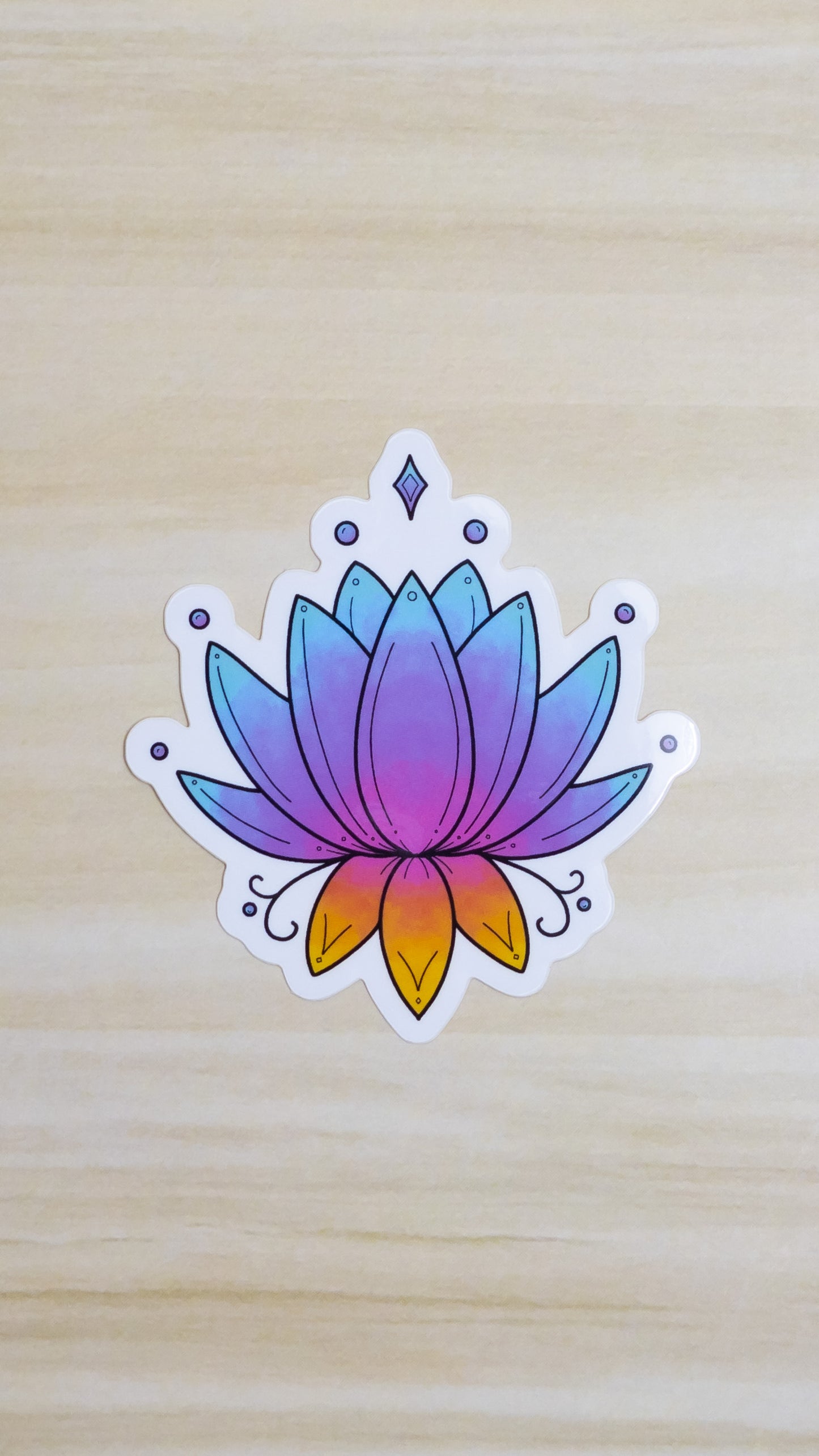 Lotus Flower Illustrated Vinyl Glossy Sticker 3 inch