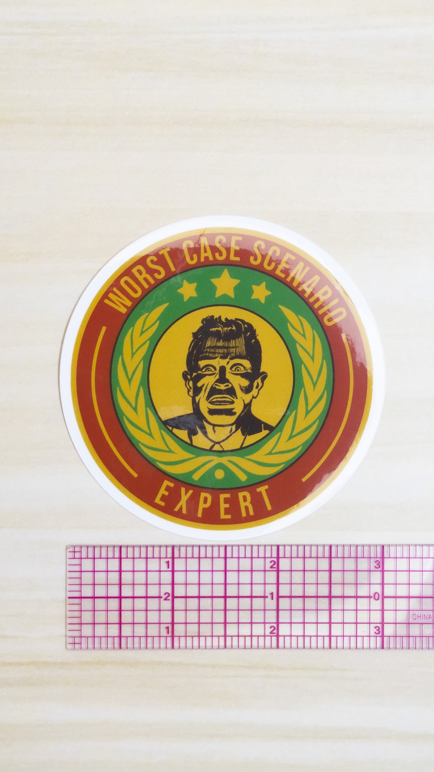 Worst Case Scenario Expert Vinyl Glossy Sticker 3 inch