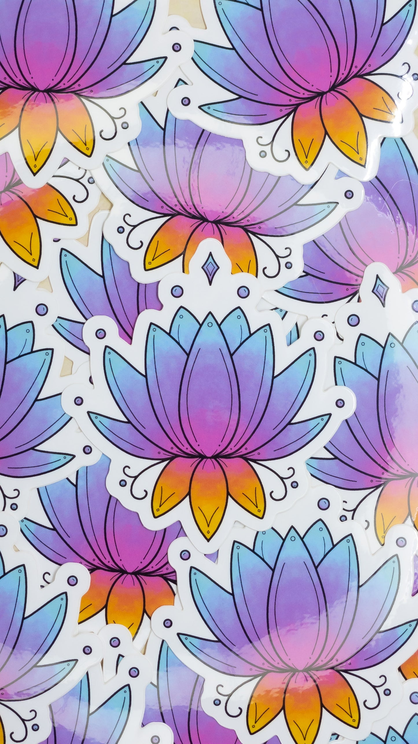 Lotus Flower Illustrated Vinyl Glossy Sticker 3 inch