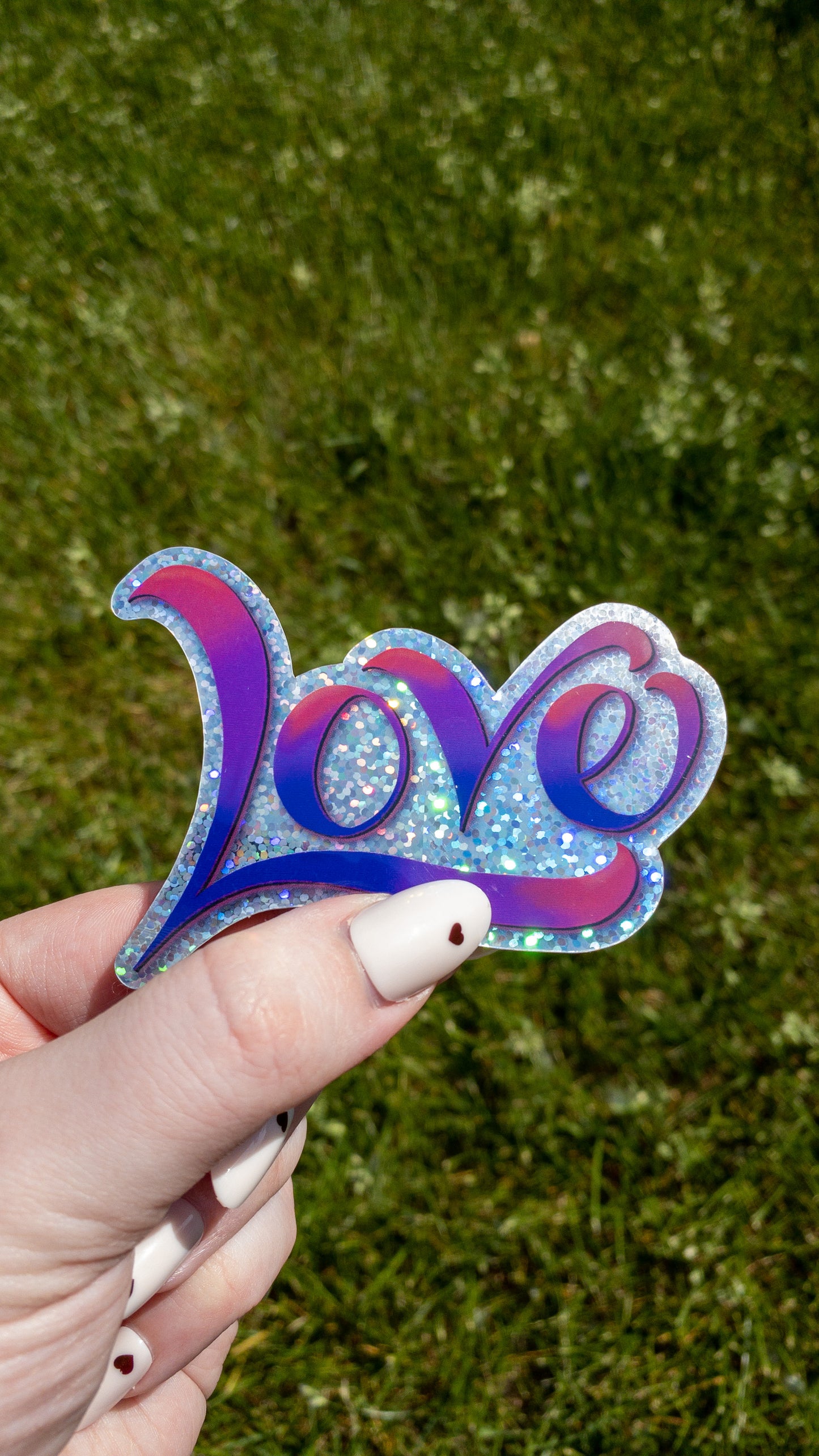 Love Holographic Glitter Sticker 3.5 inch