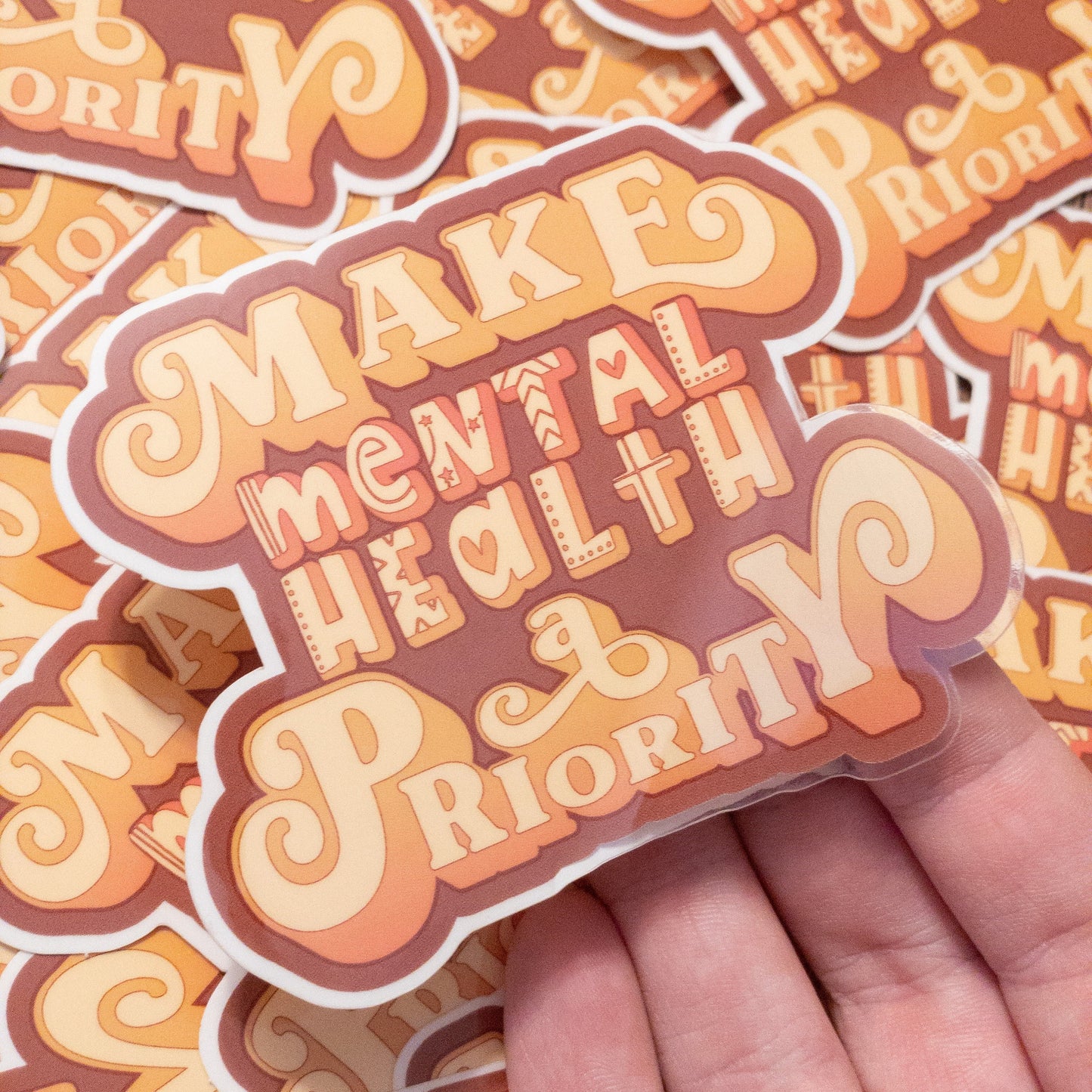 Make Mental Health A Priority Clear Vinyl Sticker 3 inch