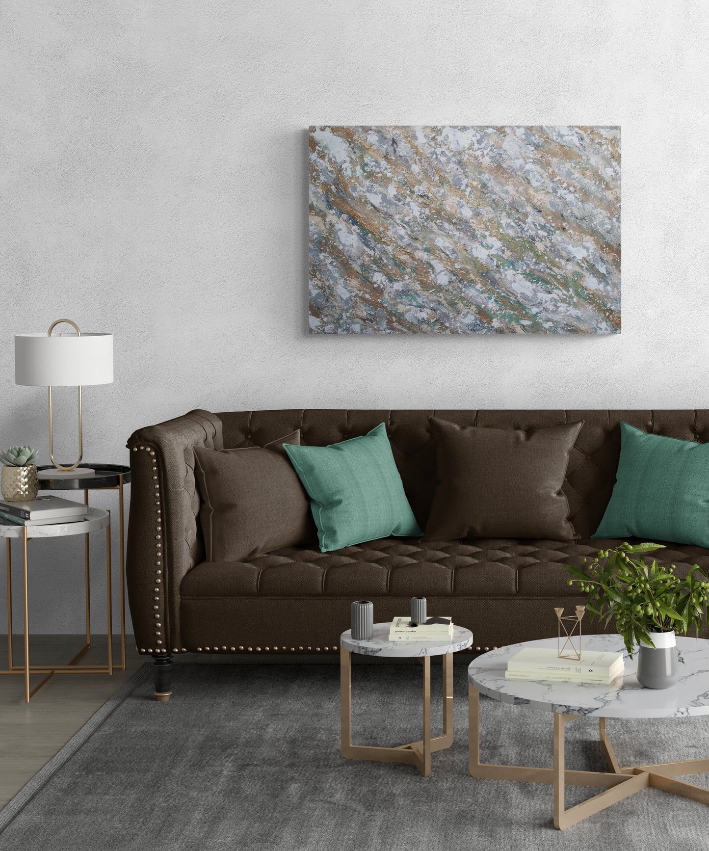 Downstream Original Abstract Metallic Texture Impasto Painting Canvas Contemporary Art Ready To Hang