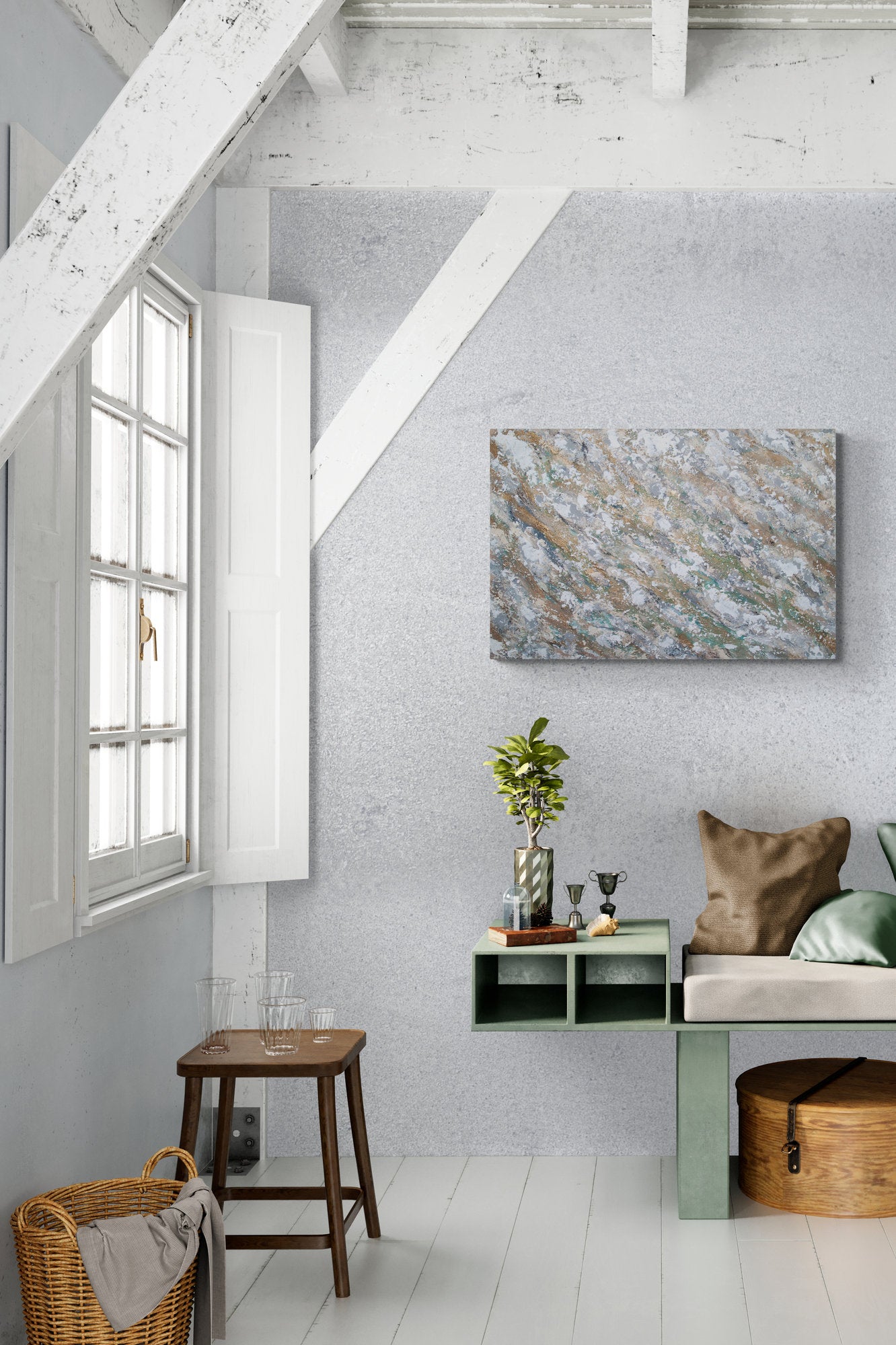 Downstream Original Abstract Metallic Texture Impasto Painting Canvas Contemporary Art Ready To Hang