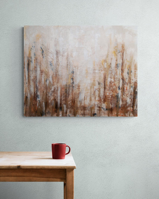 Golden Grove Original Abstract Metallic Texture Impasto Painting Canvas Contemporary Art Ready To Hang