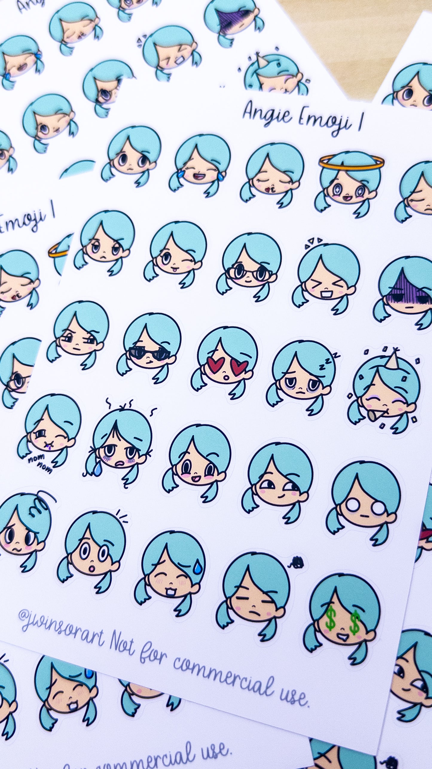 Angie Emoji Mood Emoti Planner Sticker Sheet Bujo Cute Kawaii Girl