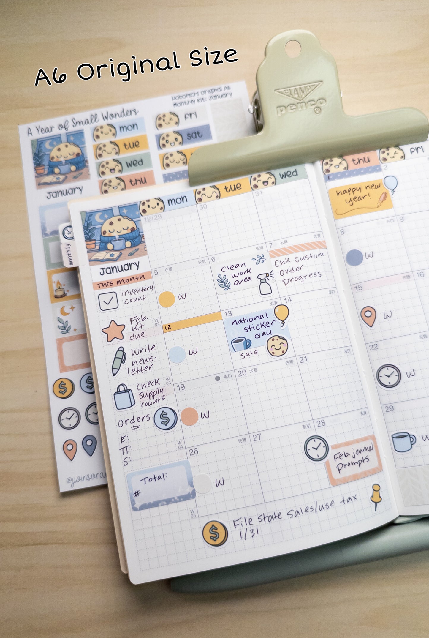 Hobonichi Monthly Kit – January Cozy Cookie Theme | Planner Stickers | A Year of Small Wonders Collection